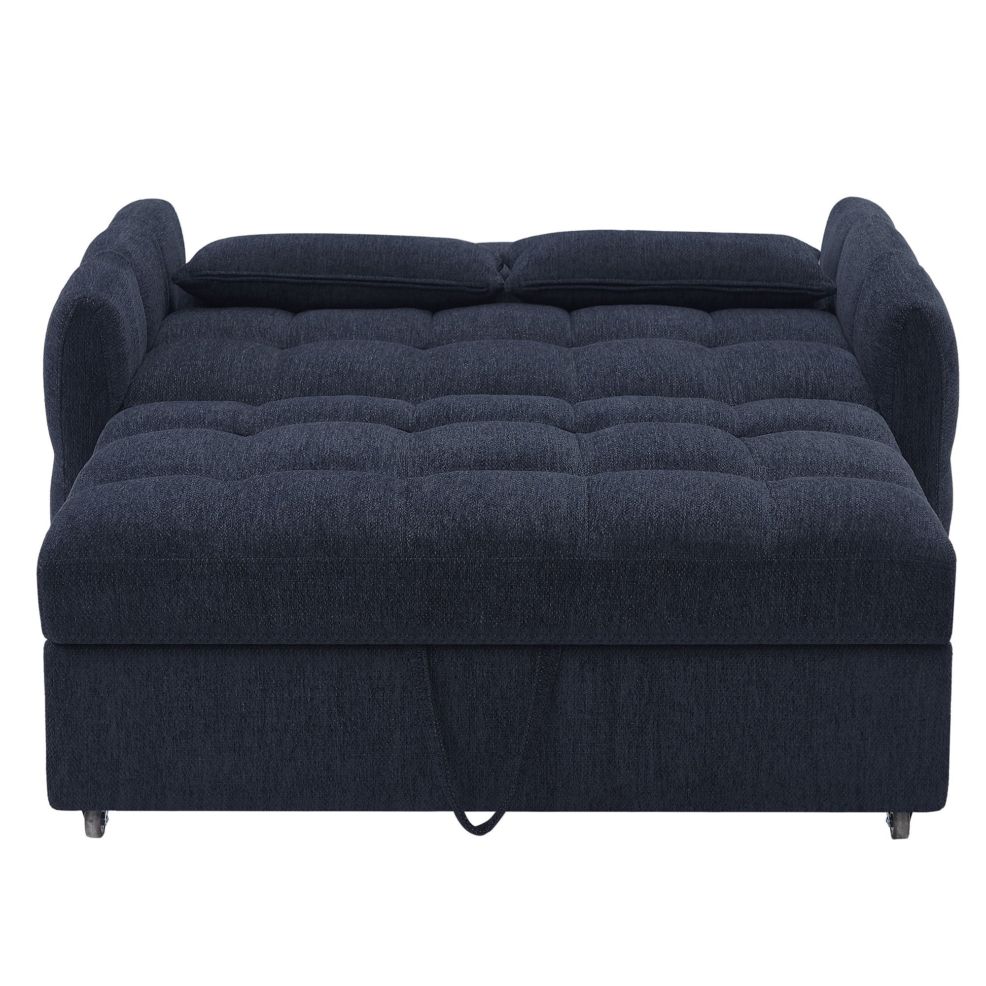 Loveseat Sofa Pull-Out Bed With Adjustable Backrest, 3 USB Ports And 2 Lumbar Pillows For Living Room