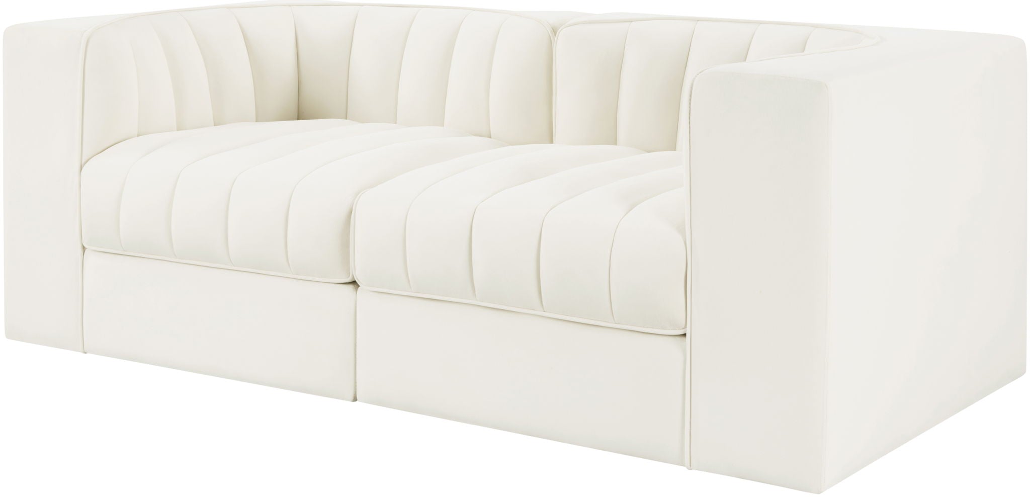 Rummi - Velvet Performance Fabric Upholstered 2 Piece Modular Loveseat