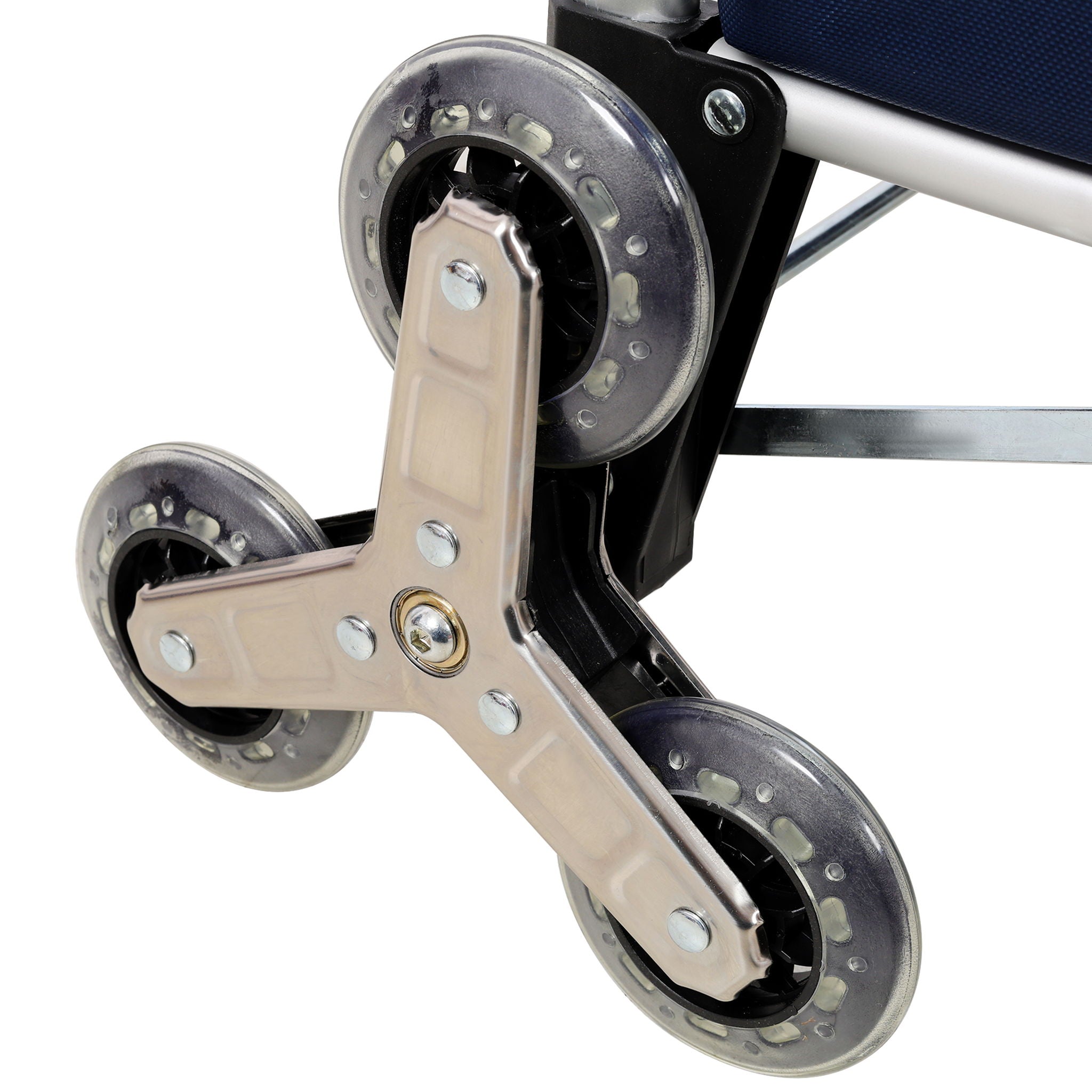 Foldable Shopping Stair Trolley With Triangular Wheels And Removable Waterproof Bag - Black