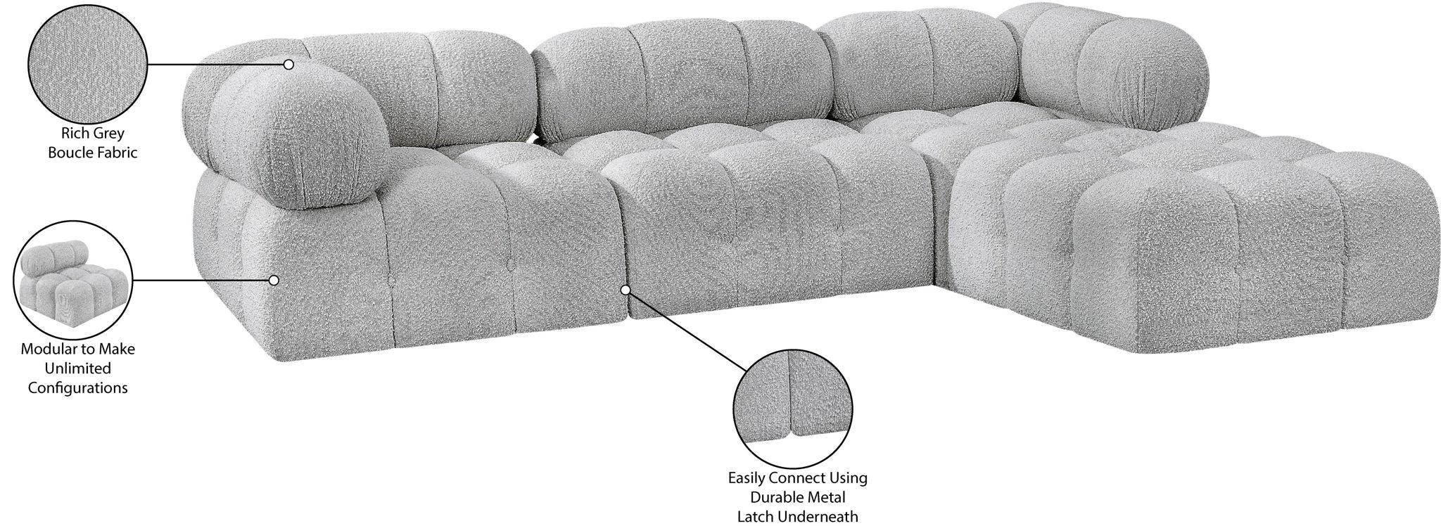 Ames - 4 Piece Fabric Modular Sectional