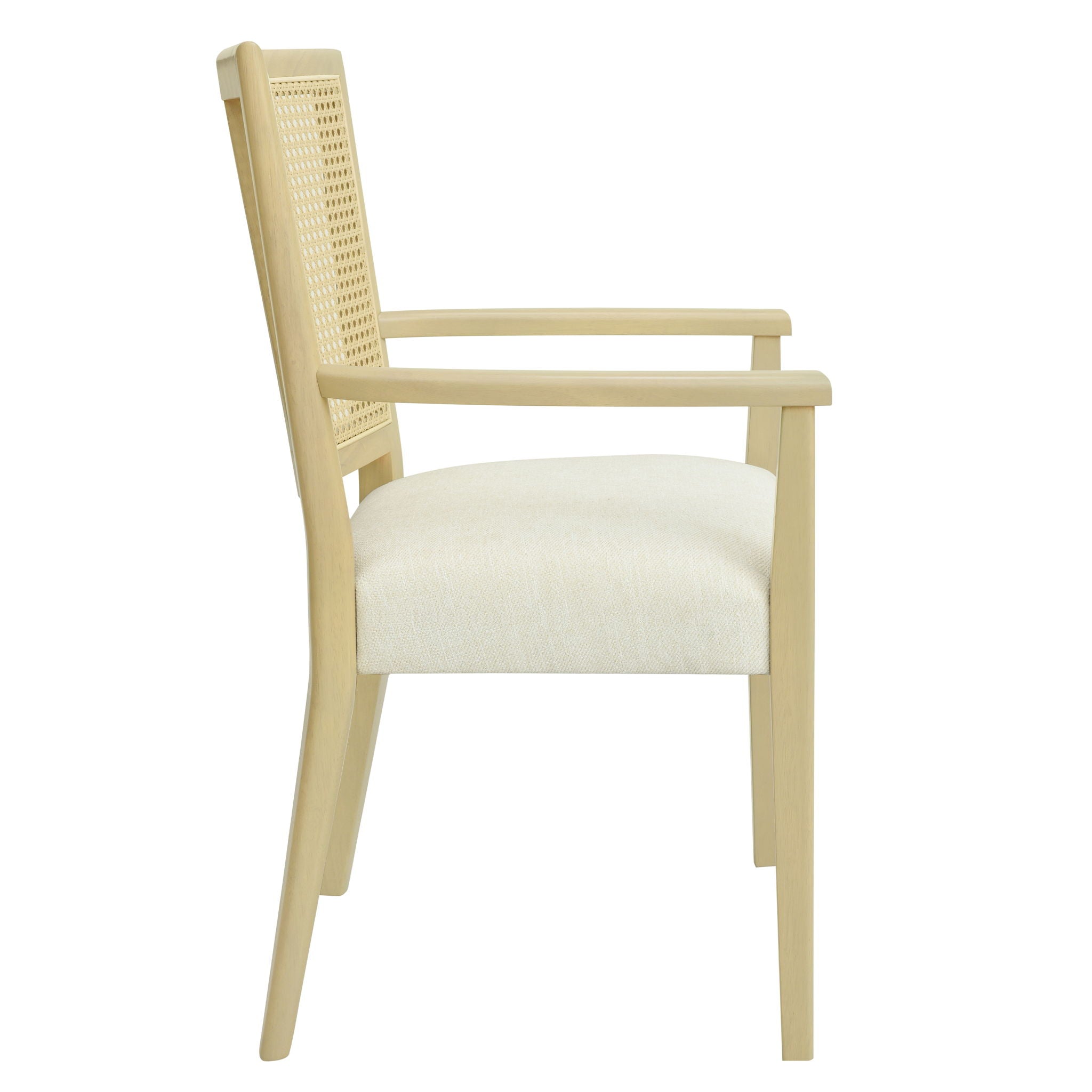 Mid Century Modern Arm Dining Chairs With Rattan Backrest