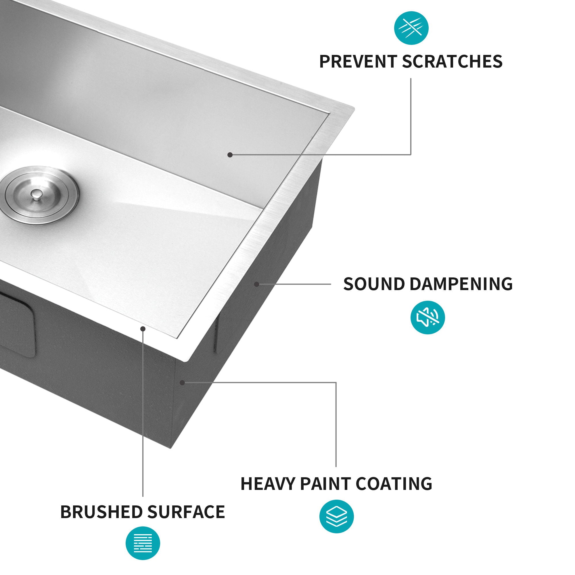 Undermount Stainless Steel Kitchen Sink, Deep Single Bowl Basin