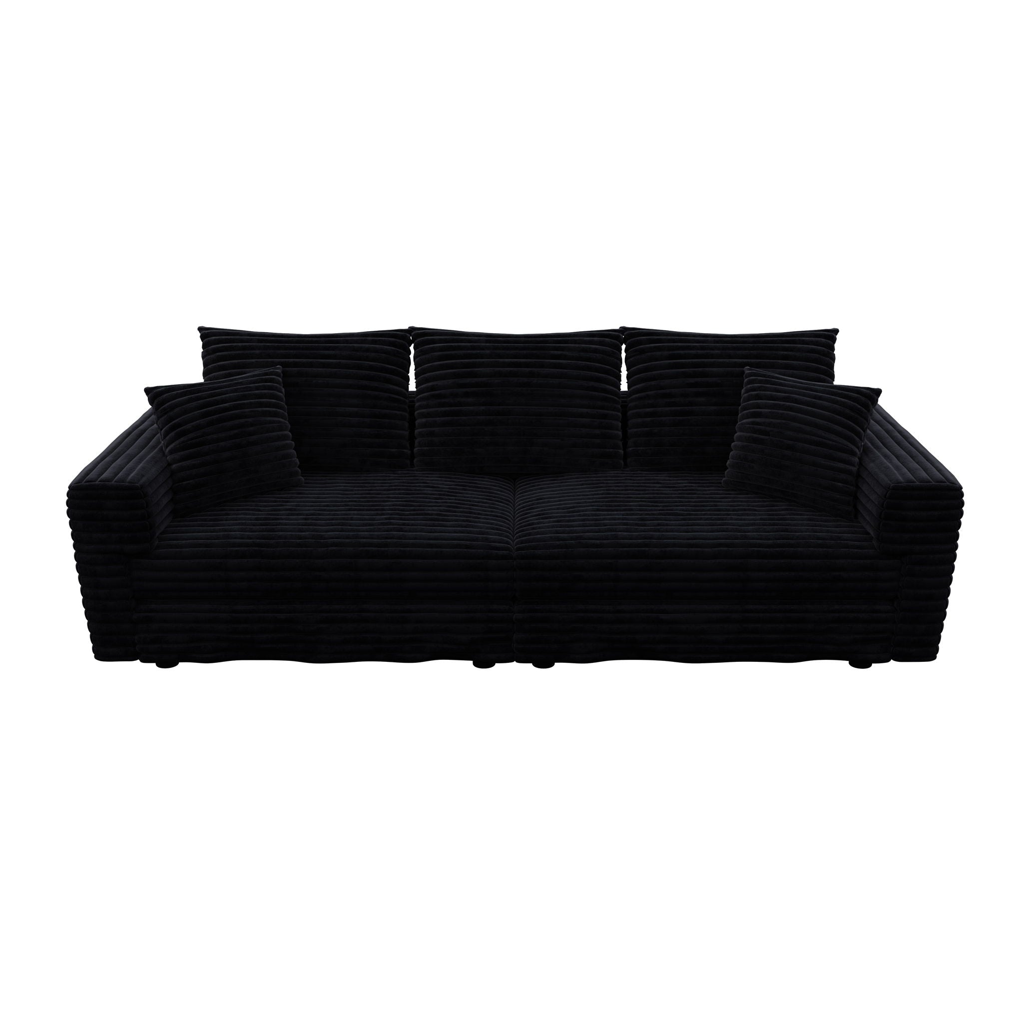 Convertible Deep Seat Sofa With Soft Pillows And Ottomans
