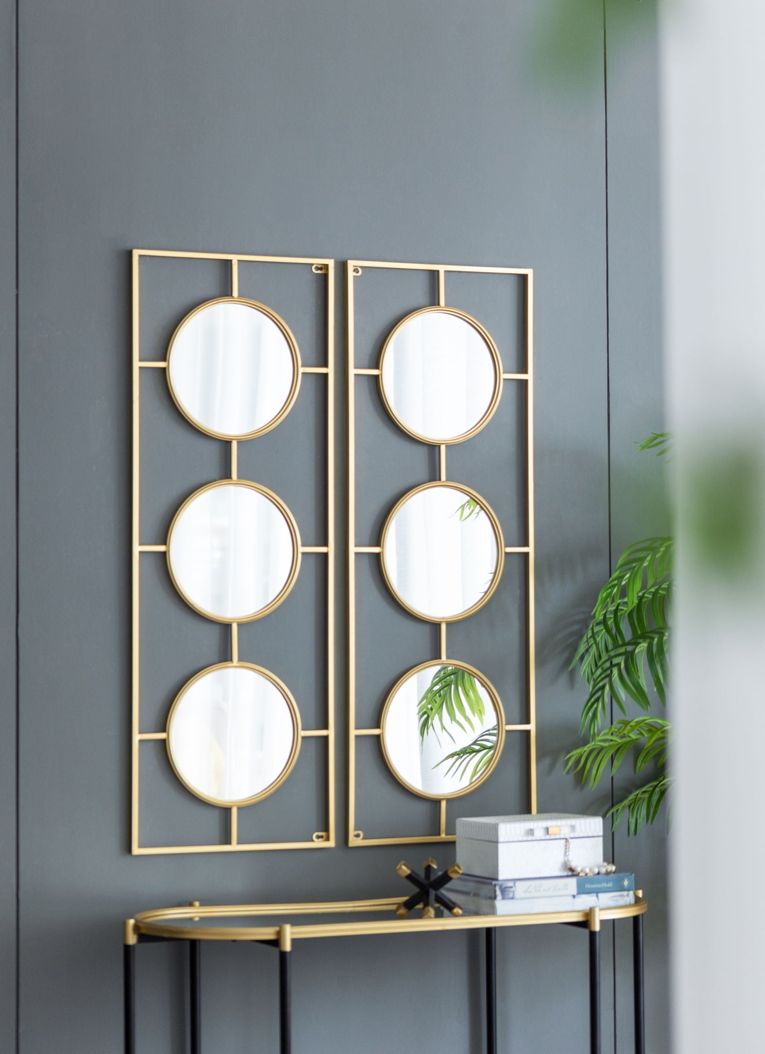 3 Mirror Piece Wall Mirror InRectangular Frame, Home Wall Decor For Bedroom Living Room