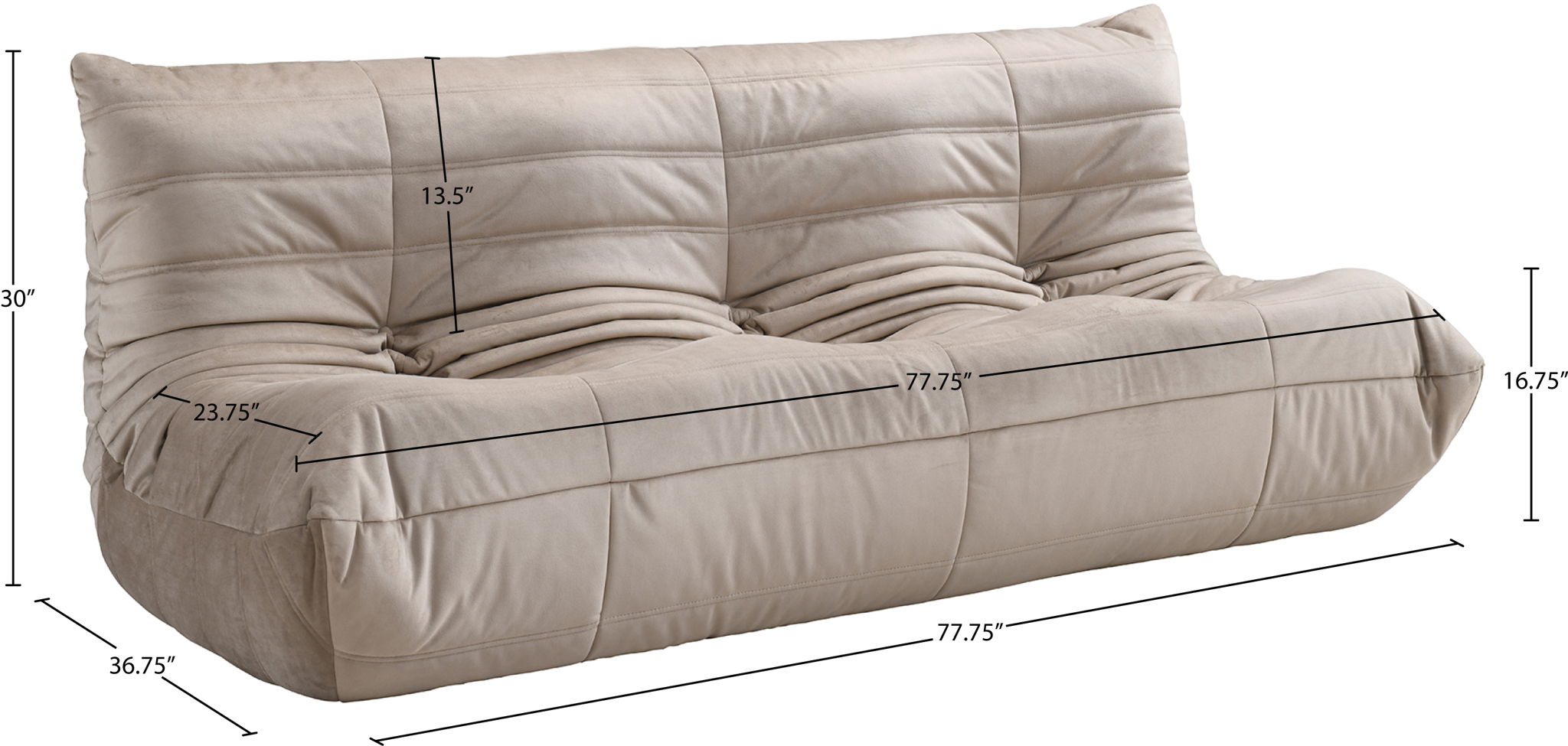 Relax - Velvet 77.75" Upholstered Sofa