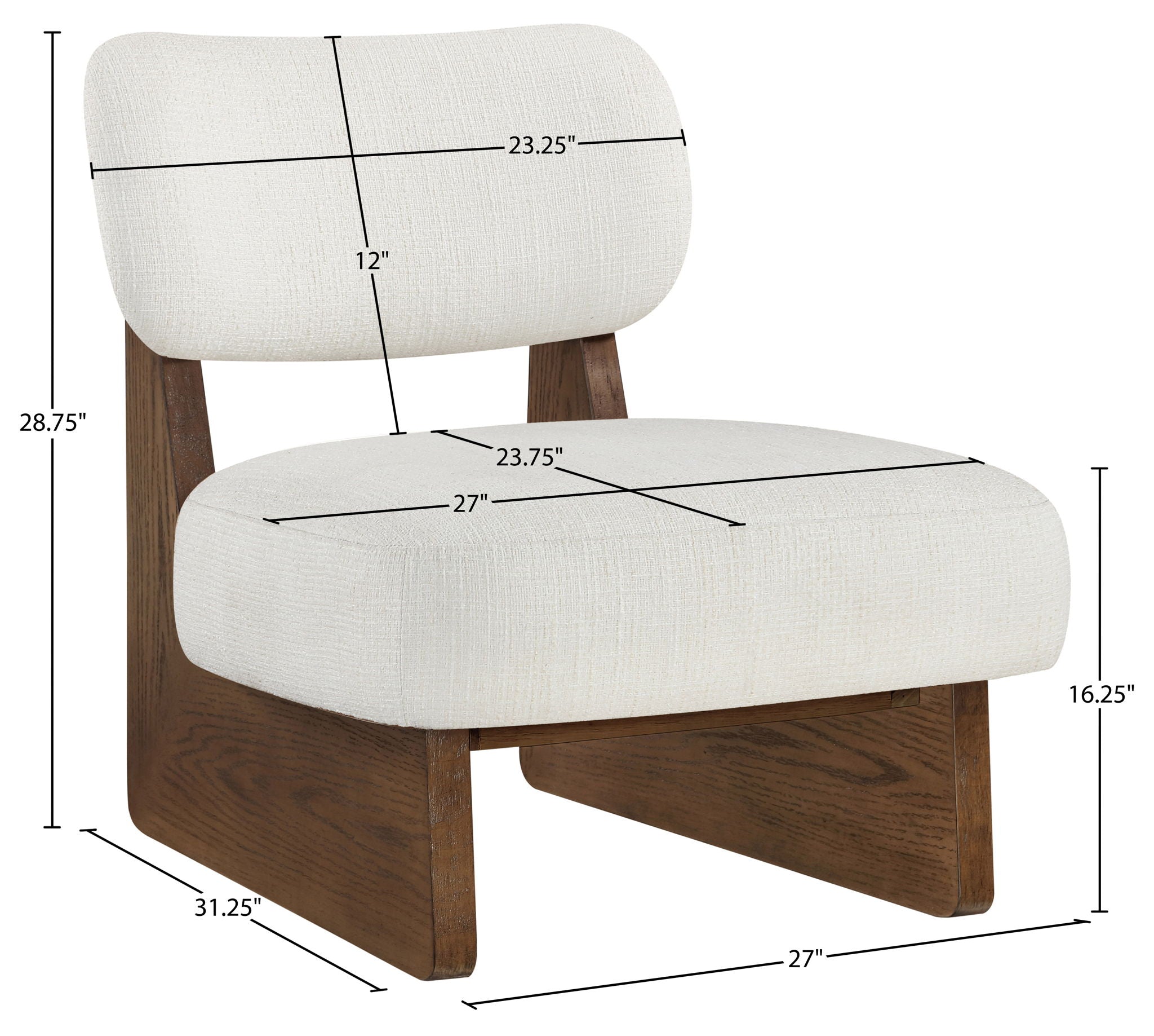 Vetra - Linen Textured Fabric Upholstered Accent Chair With Brown Base
