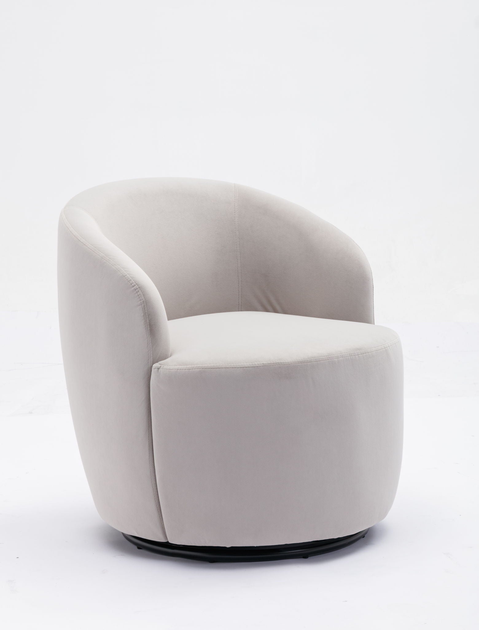 Swivel Accent Armchair Barrel Chair With Powder Coating Metal Ring