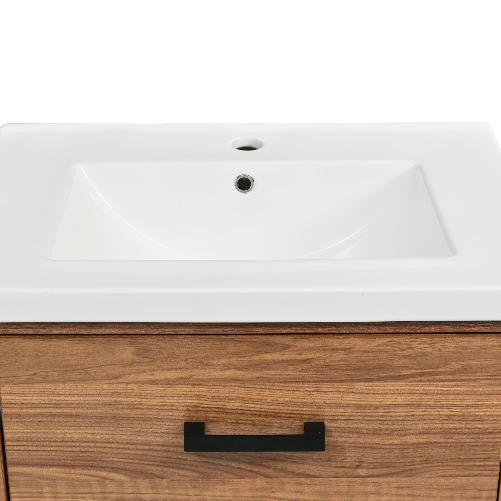 24'' Bathroom Vanity With Basin Sink, 3 Drawer Storage Cabinet - Natural Wood