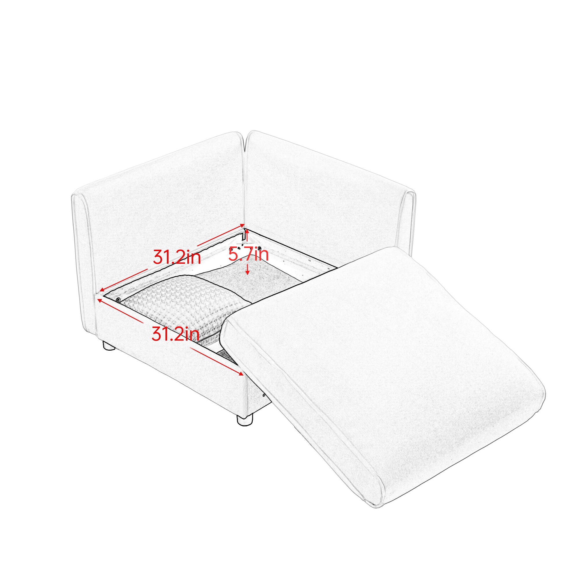 Contemporary Elegant Sofa With Storage And Ottoman