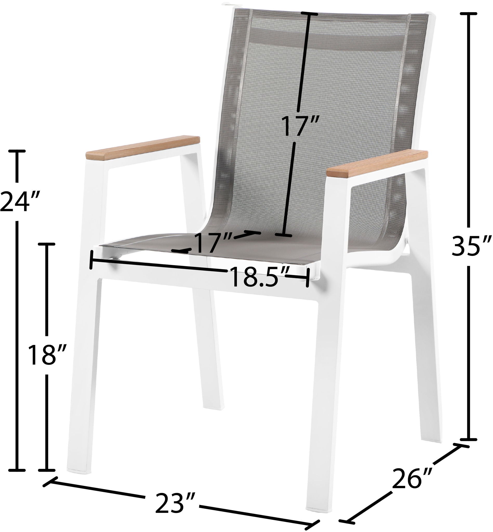 Nizuc - Outdoor Patio Dining Arm Chair With White Frame And Natural Arms (Set of 2)