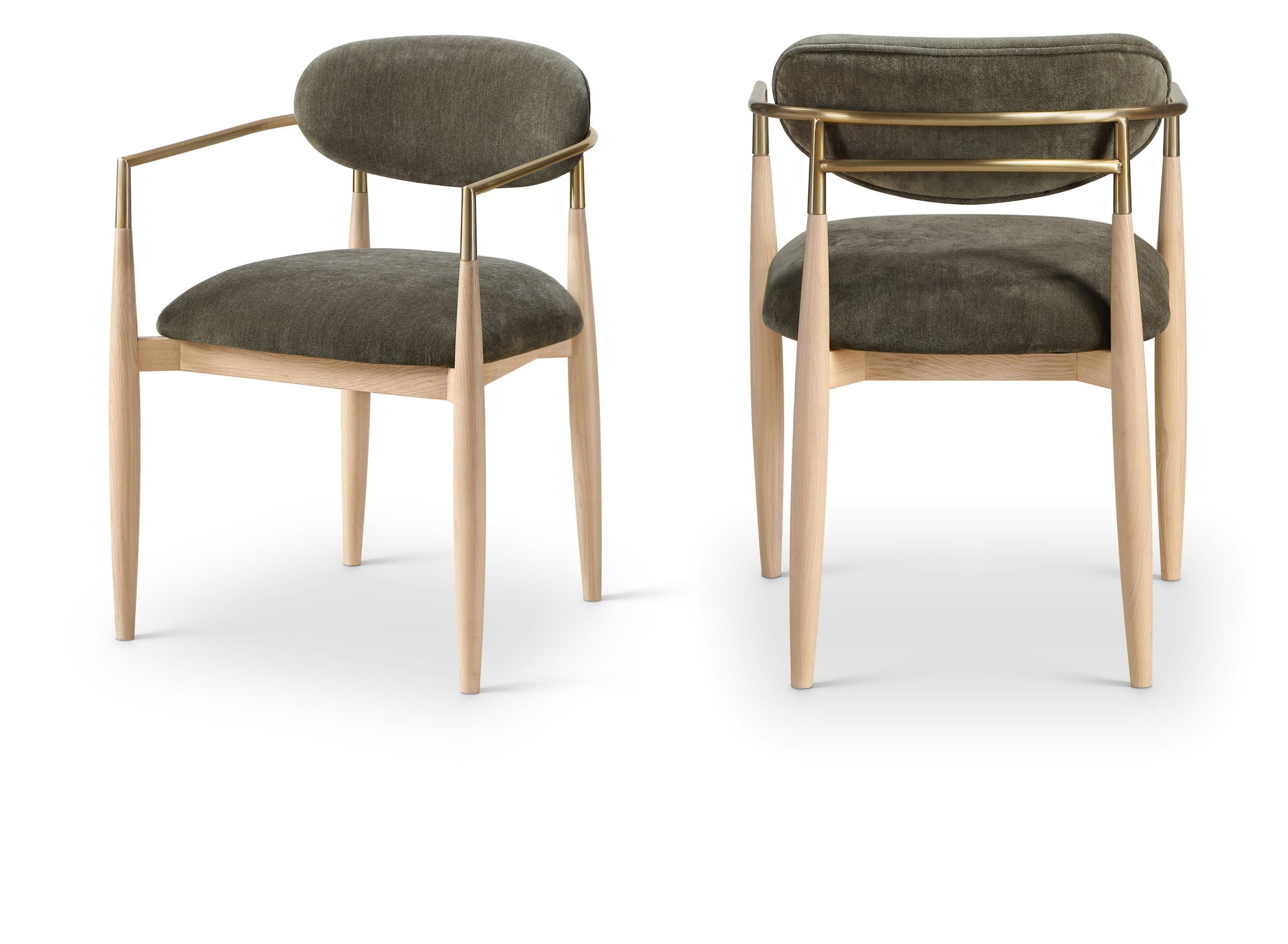 Riccio - Fabric Dining Arm Chair (Set of 2) - Natural Frame