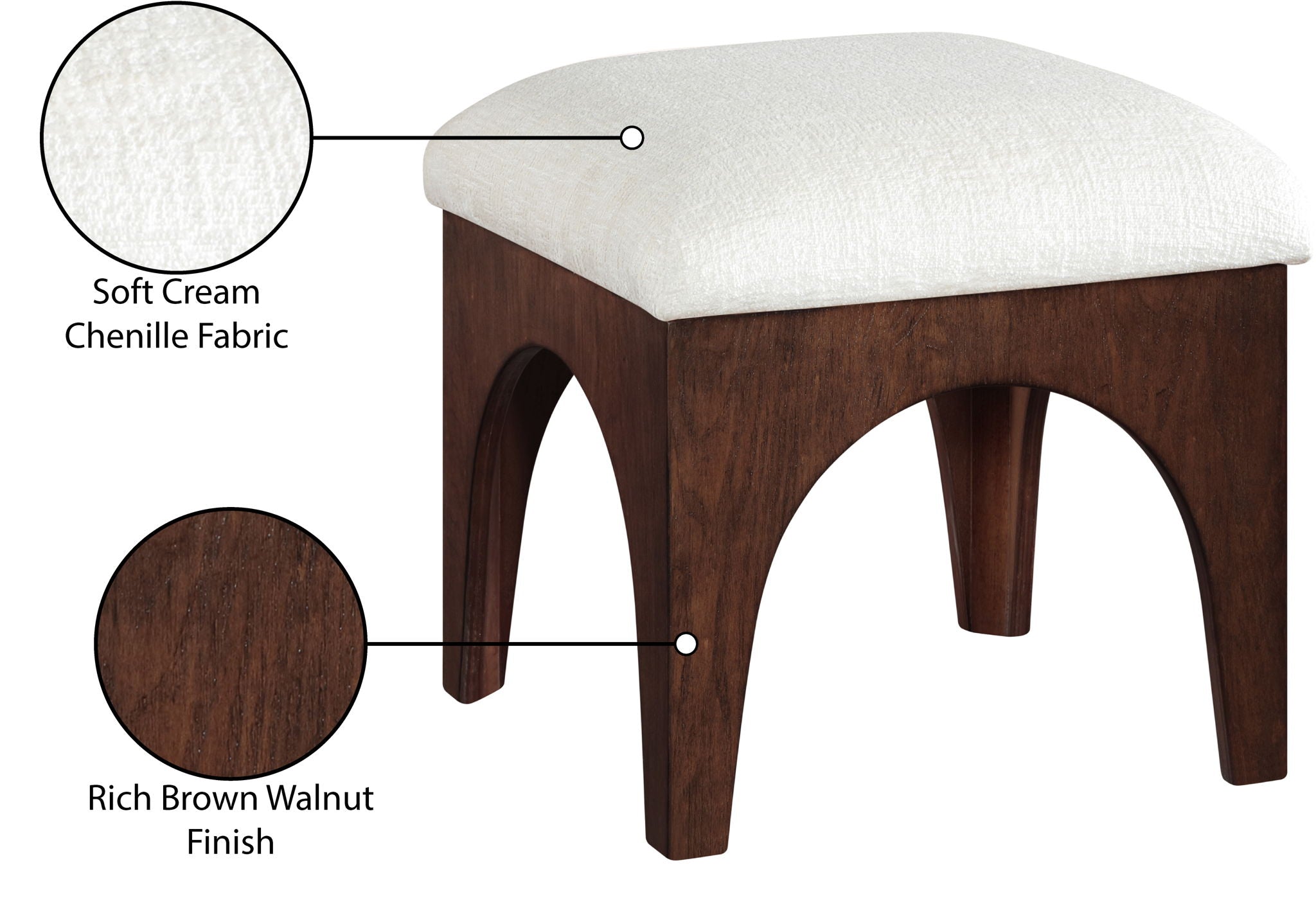 Lawson - Chenille Fabric Upholstered Ottoman - Walnut Base