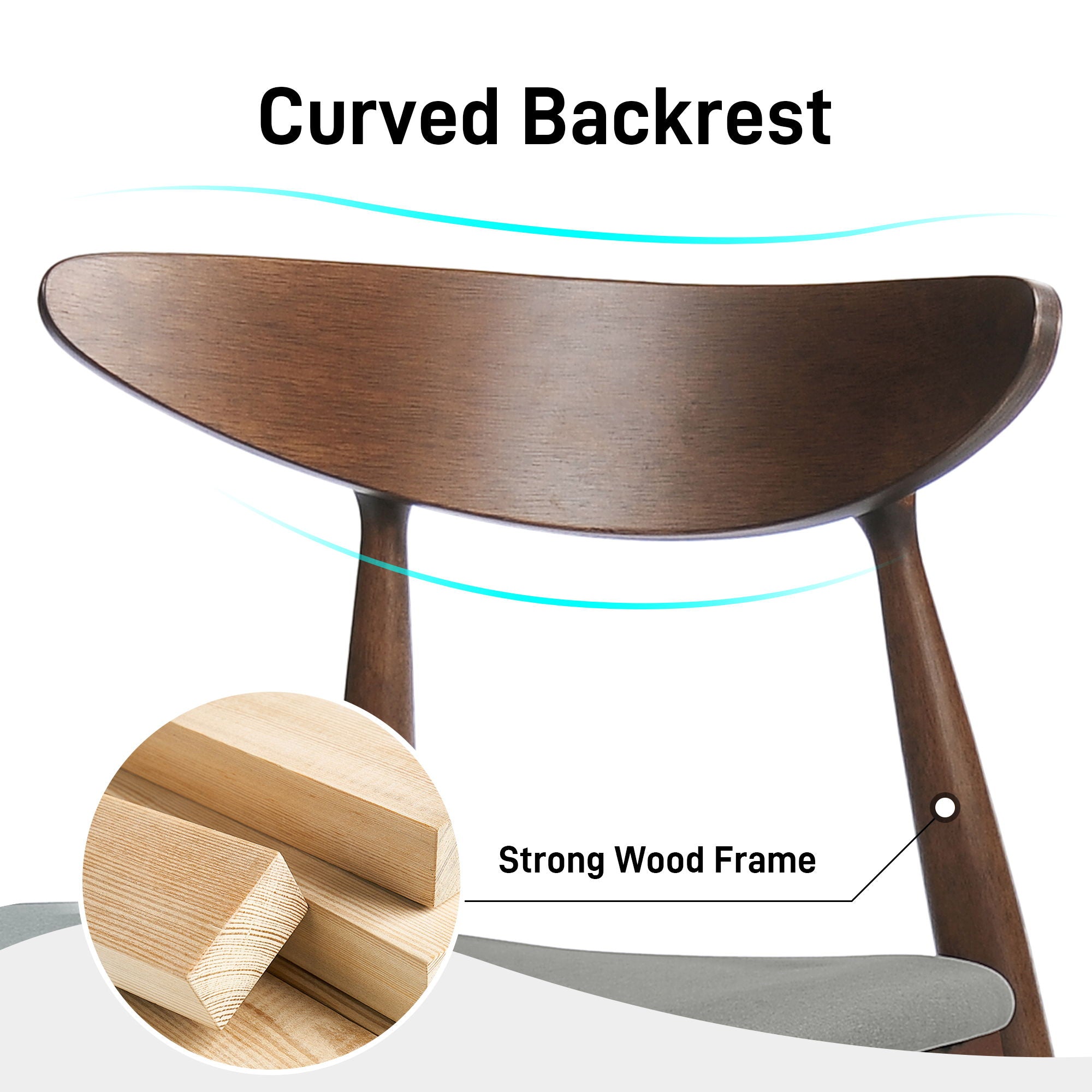 Retro Dining Chairs With Ergonomic Back (Set of 2)