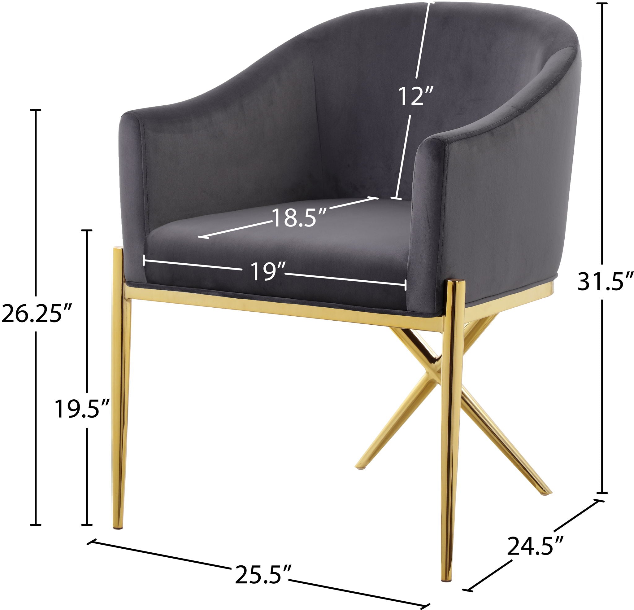 Xavier - Dining Chair with Gold Legs