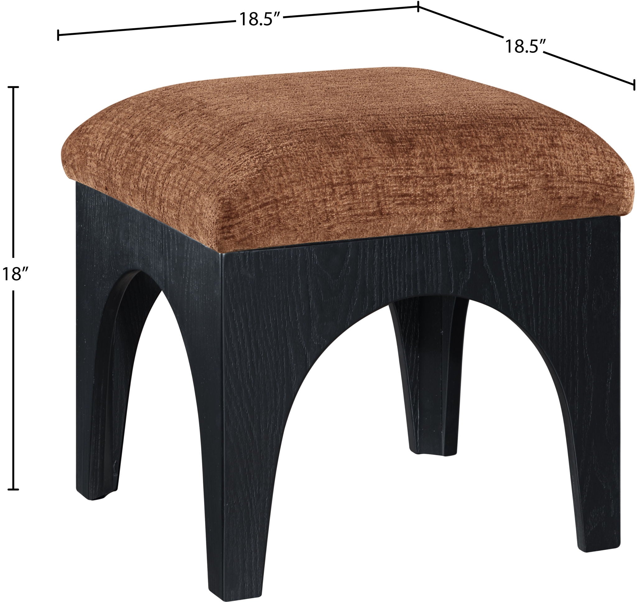 Lawson - Chenille Fabric Ottoman - Black Base