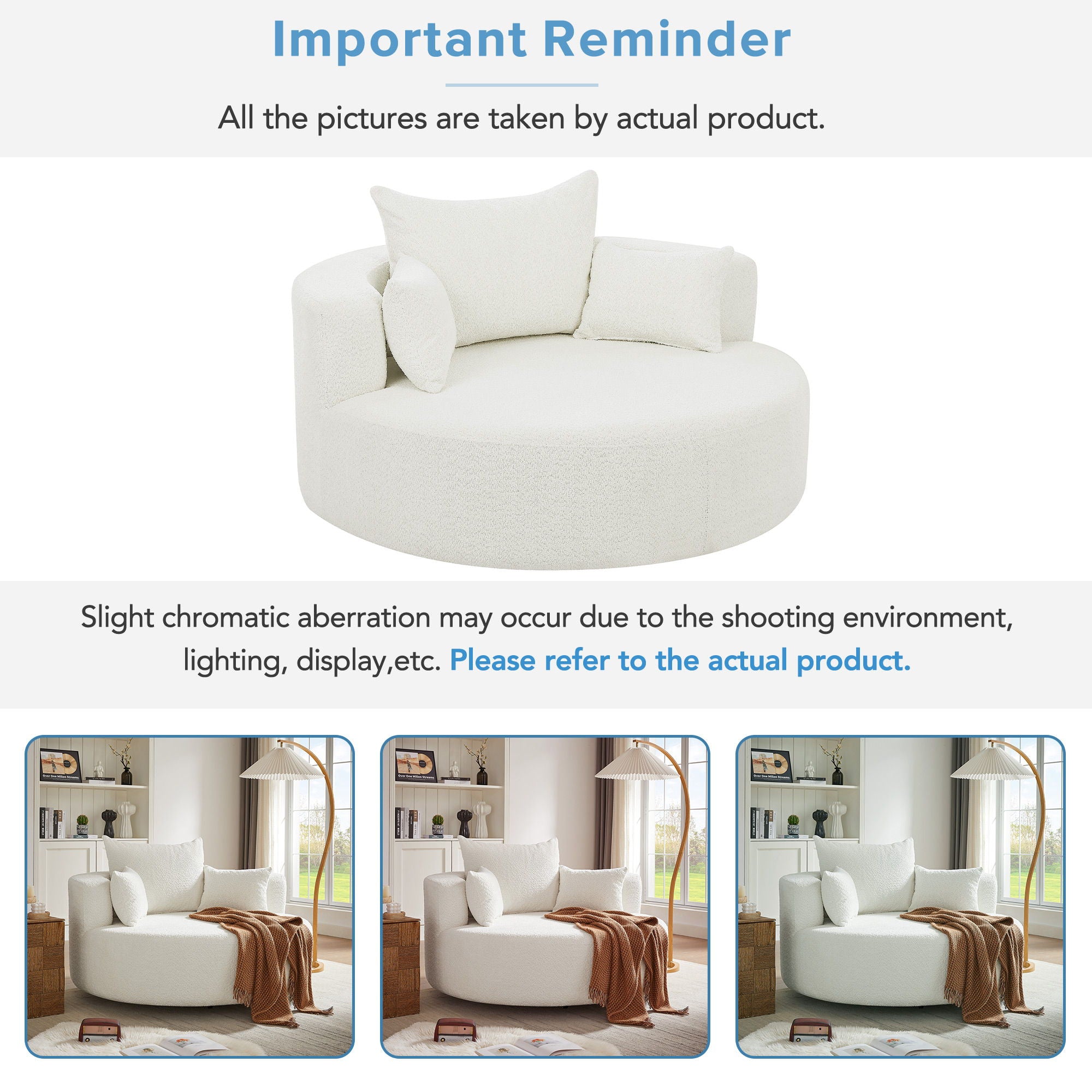 360° Swivel Chair Accent Barrel Chair With Removable Pillows
