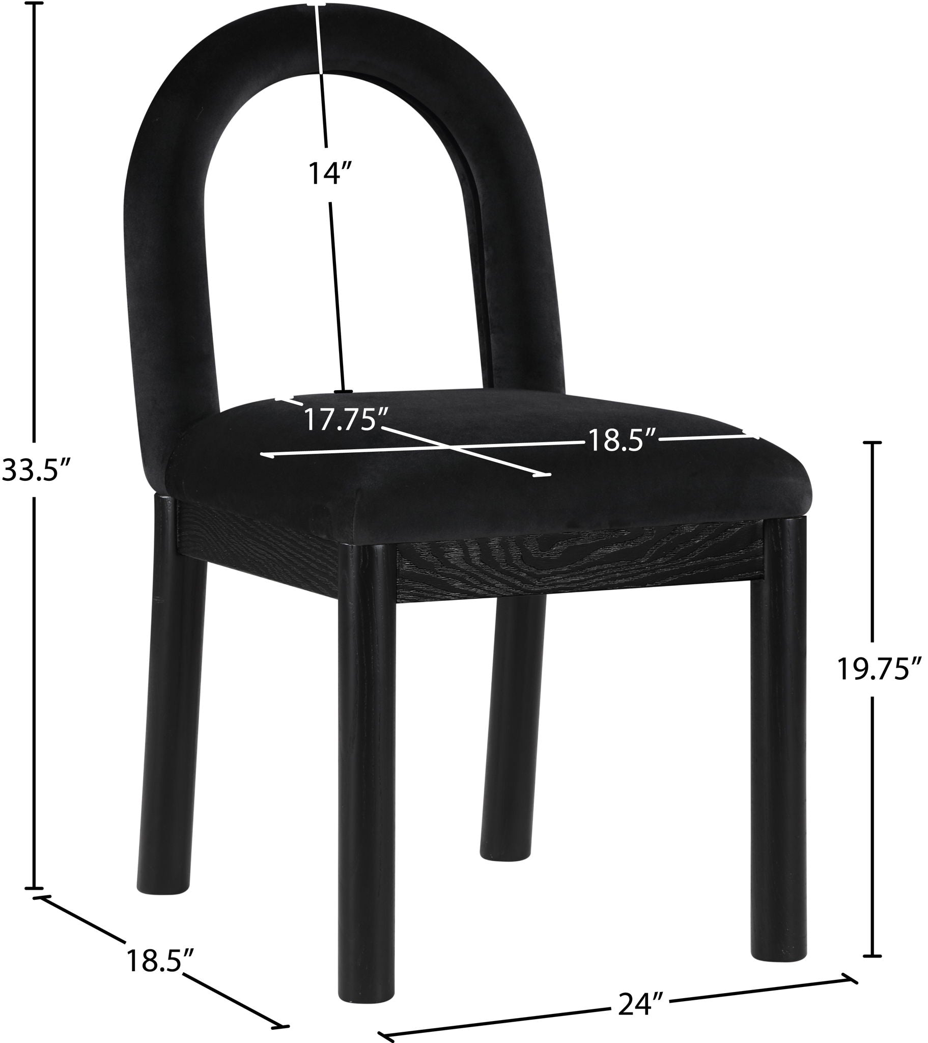 Conrad - Velvet Dining Chair With Black Legs