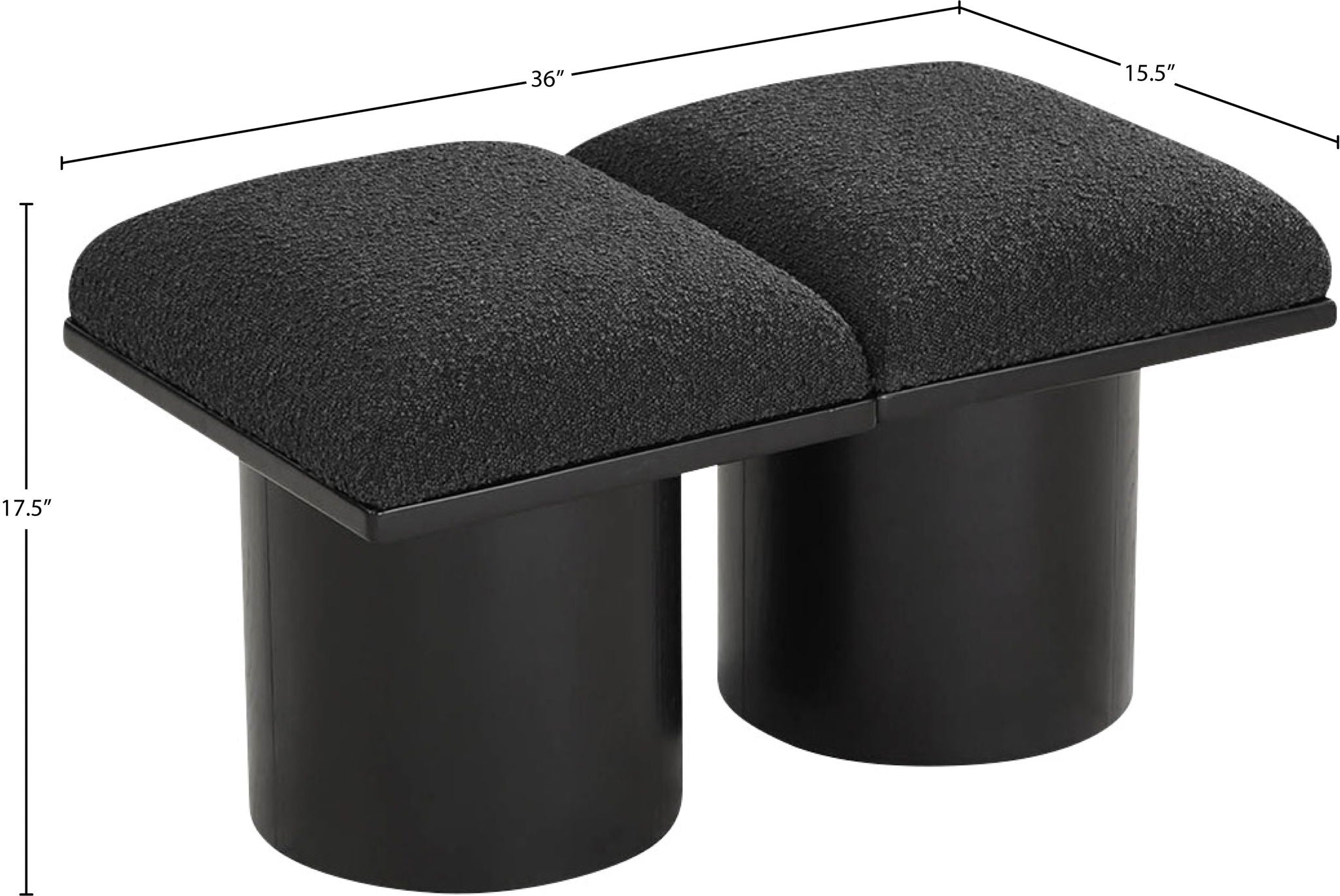 Pavilion - 2 Piece Modular Bench With Black Base