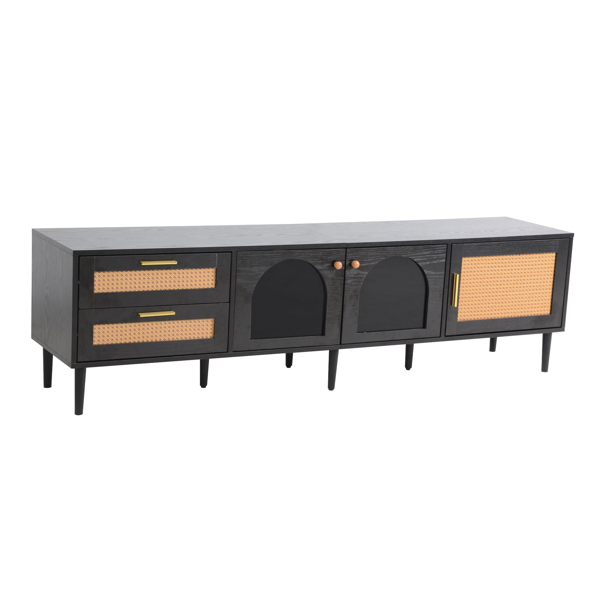 TV Stand With App-Controlled LED Lights, 2 Drawers & Door Storage