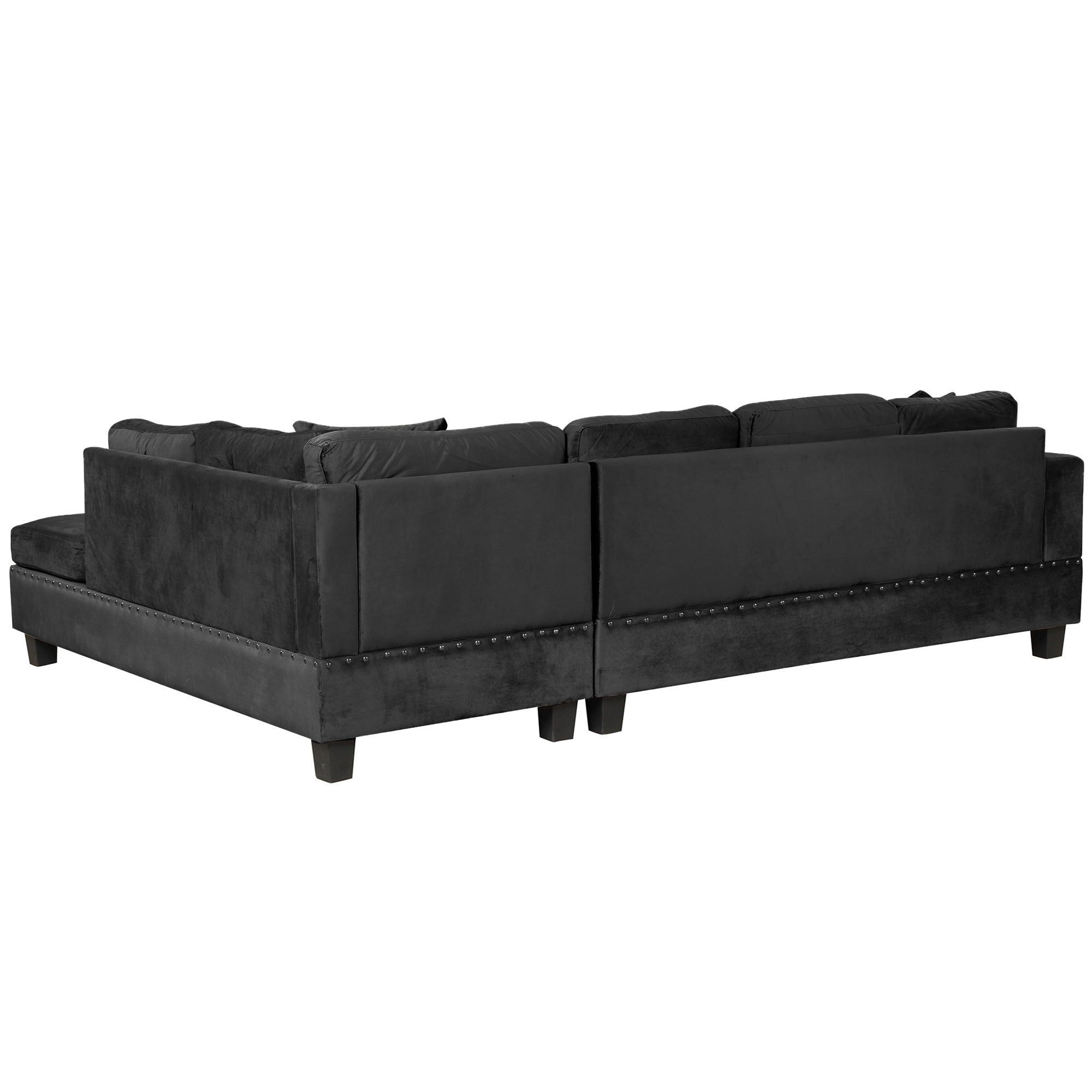 Modern Sectional Sofa With Storage Ottoman, L - Shape Couch With 2 Pillows And Cup Holders