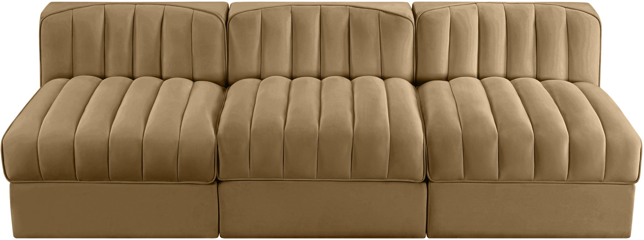 Rummi - Velvet Performance Fabric Upholstered 3 Piece Modular Armless Sofa