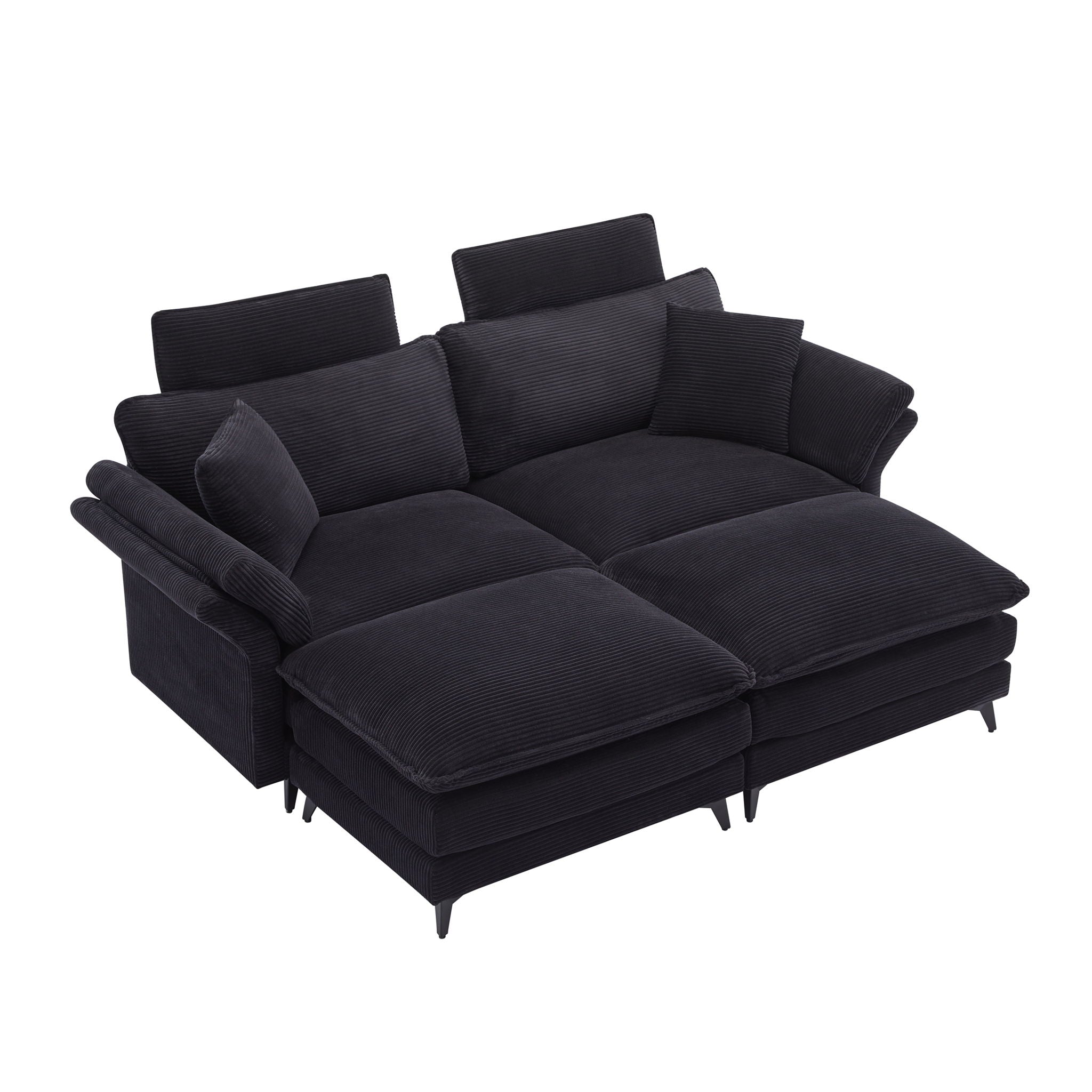 Modern Deep Seat Sectional Sofa With Ottoman