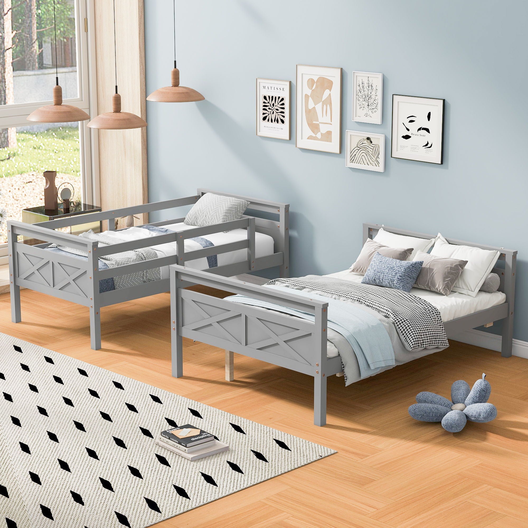 Bunk Bed With Ladder And Safety Guardrail
