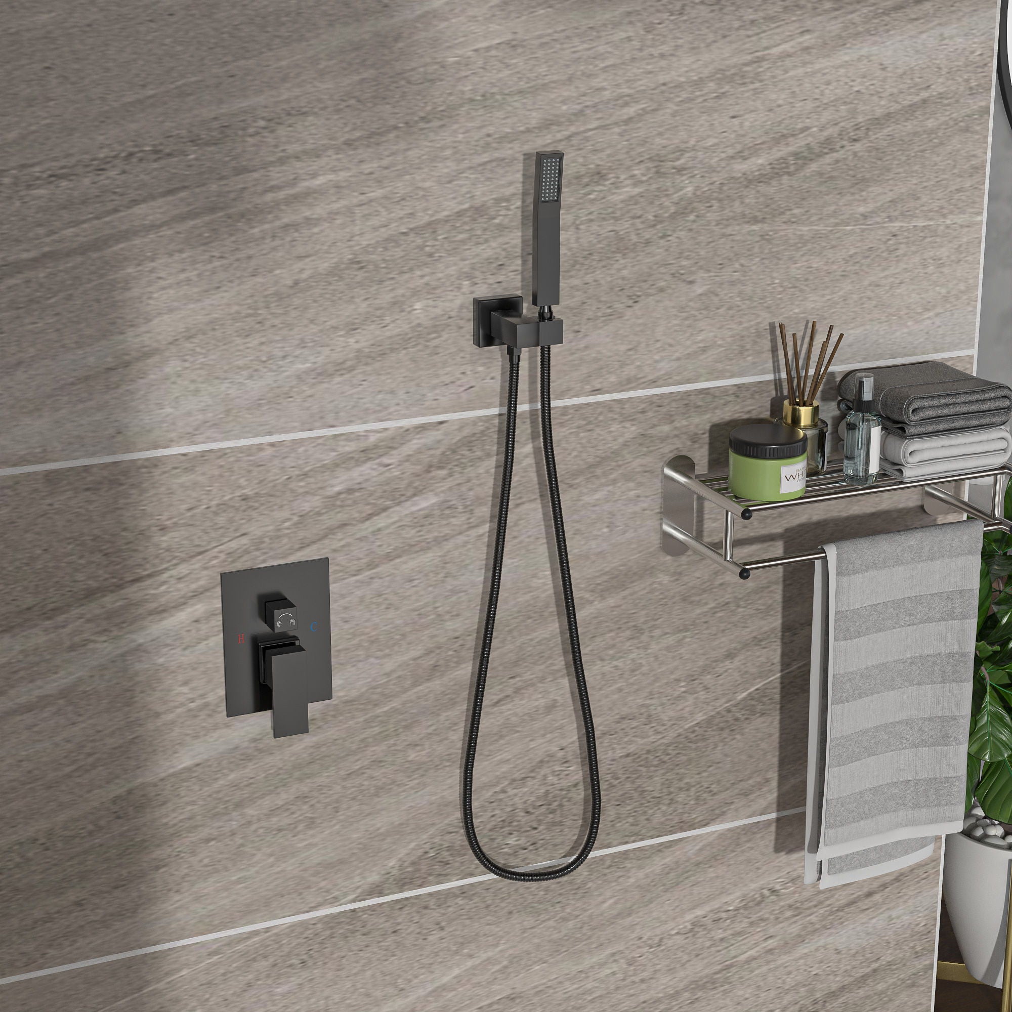 Dual Shower Head System With 12" Square Rain Shower And Rough In Valve