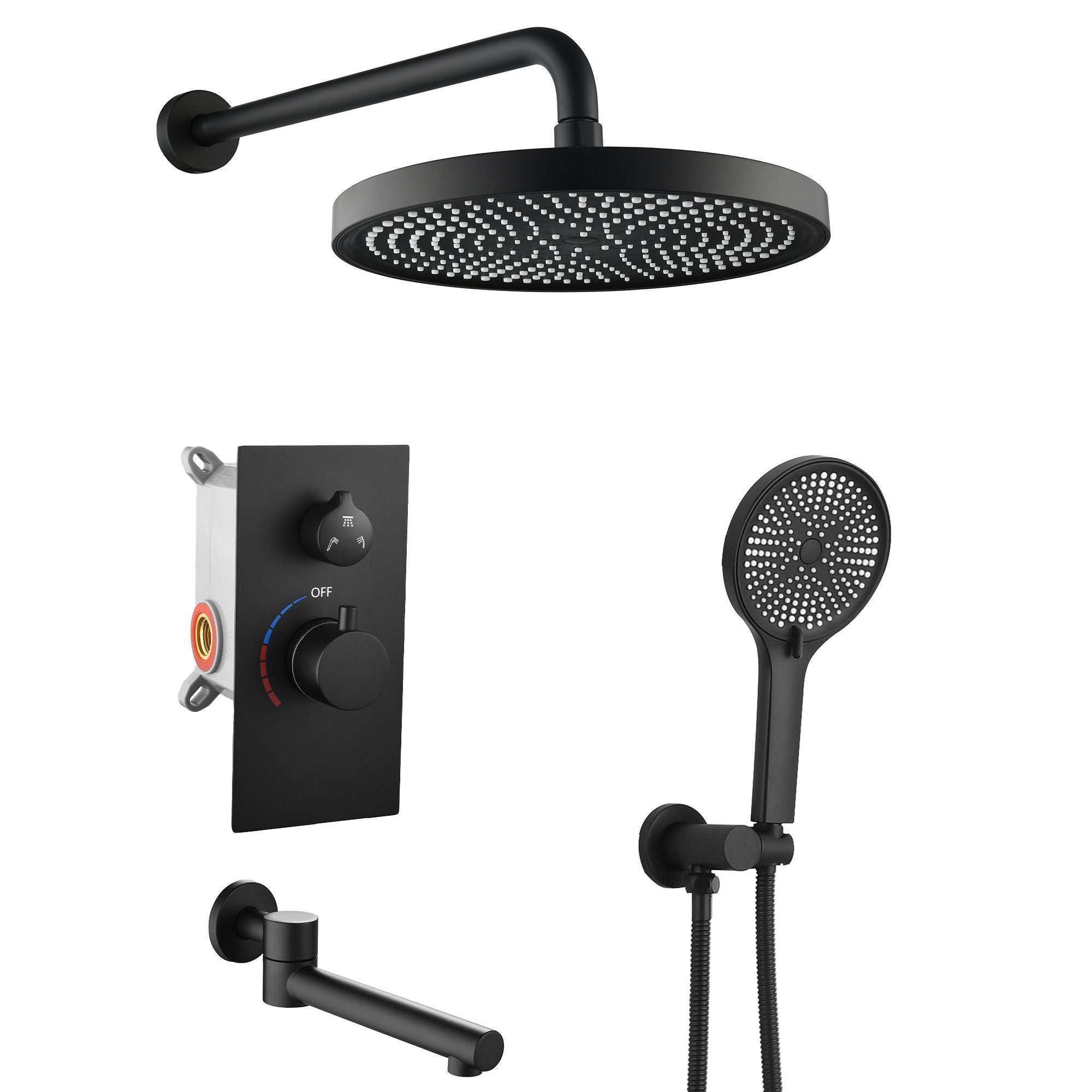 10" Shower System Set With Control Valve And Overhead Shower