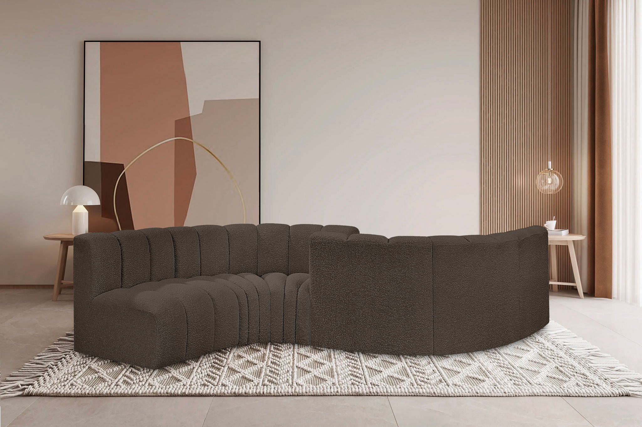 Arc - Boucle Fabric 6 Piece Modular Sofa - Black