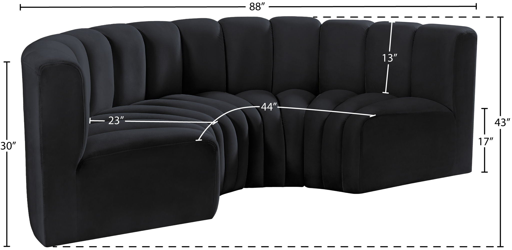 Arc - Velvet 4 Piece U-Shaped Modular Sofa