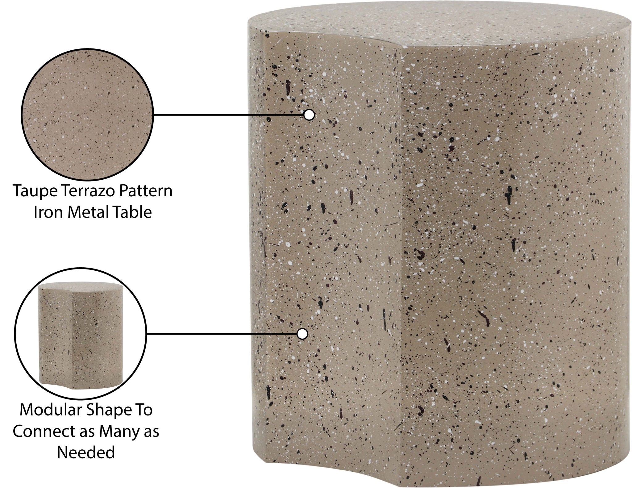 Dimple - End Table - Terazzo Finish