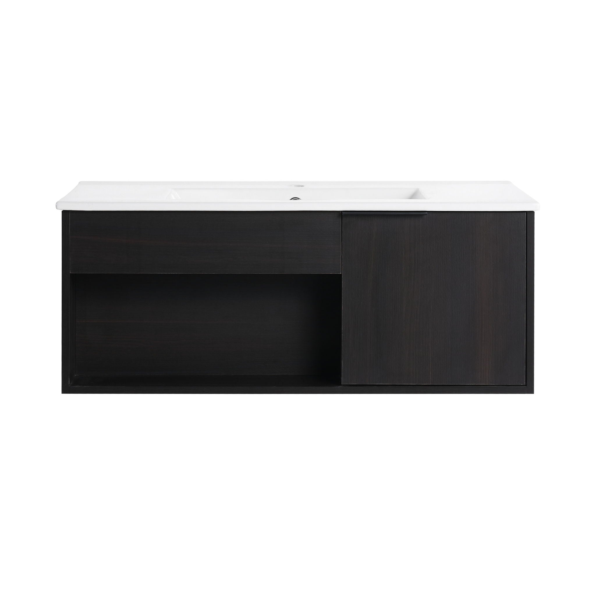 Wall Mounted Floating Bathroom Vanity With Open Shelf & Soft Close Door
