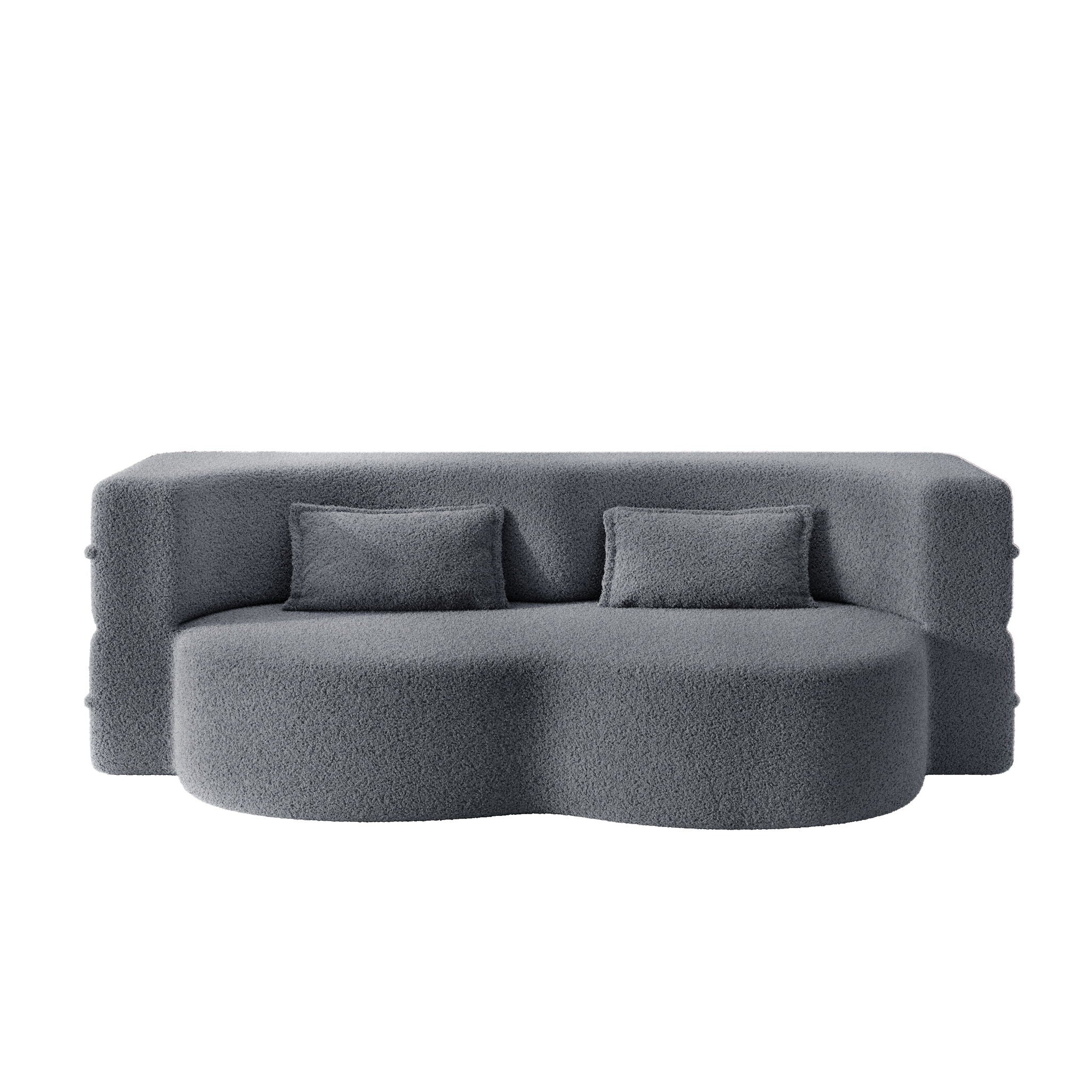 Modern Floor Sofa With 2 Pillows, Twin Size For Living Room