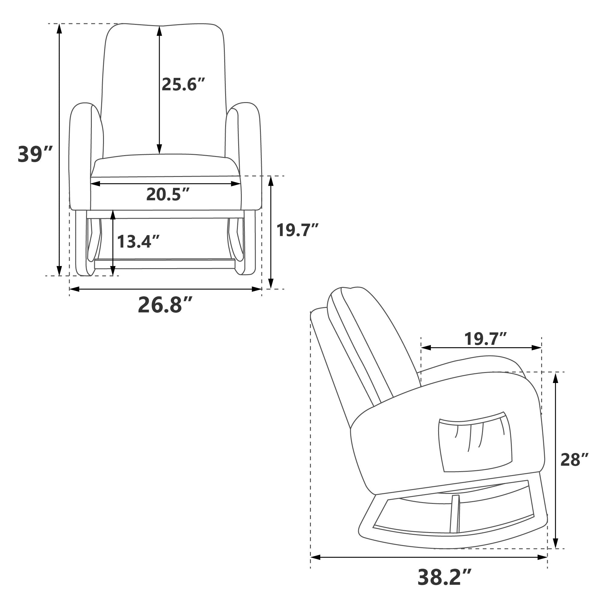 Modern Accent Rocker Armchair With Side Pocket, Upholstered High Back