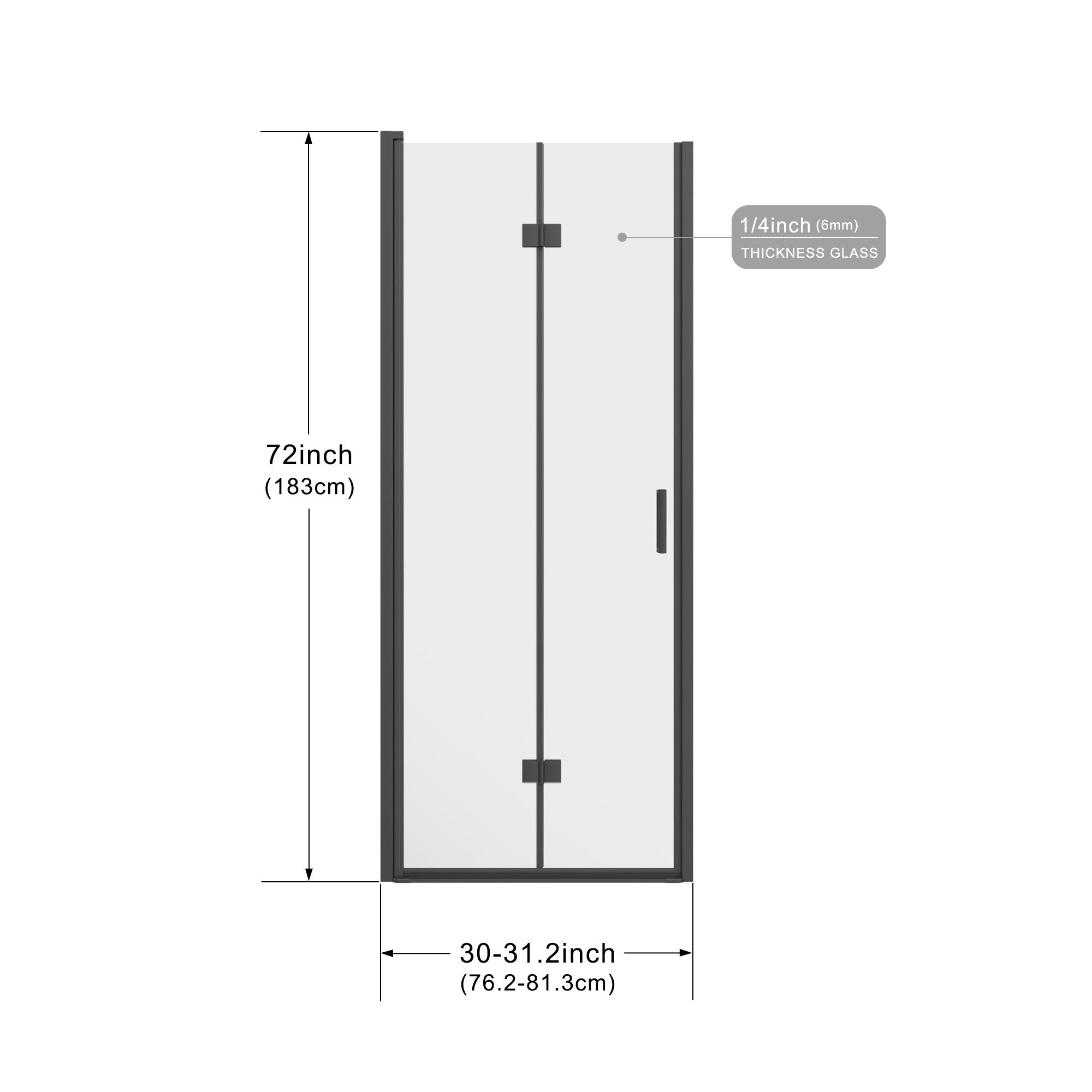 Bifold Frameless Shower Door With Tempered Clear Glass