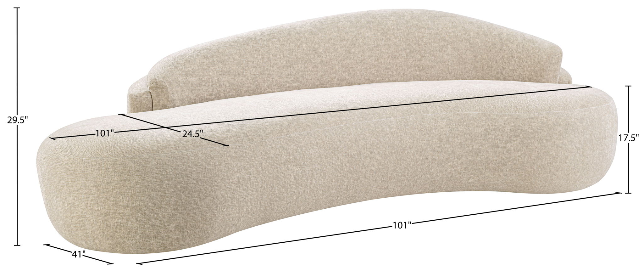 Caspian - Chenille Fabric Upholstered Sofa