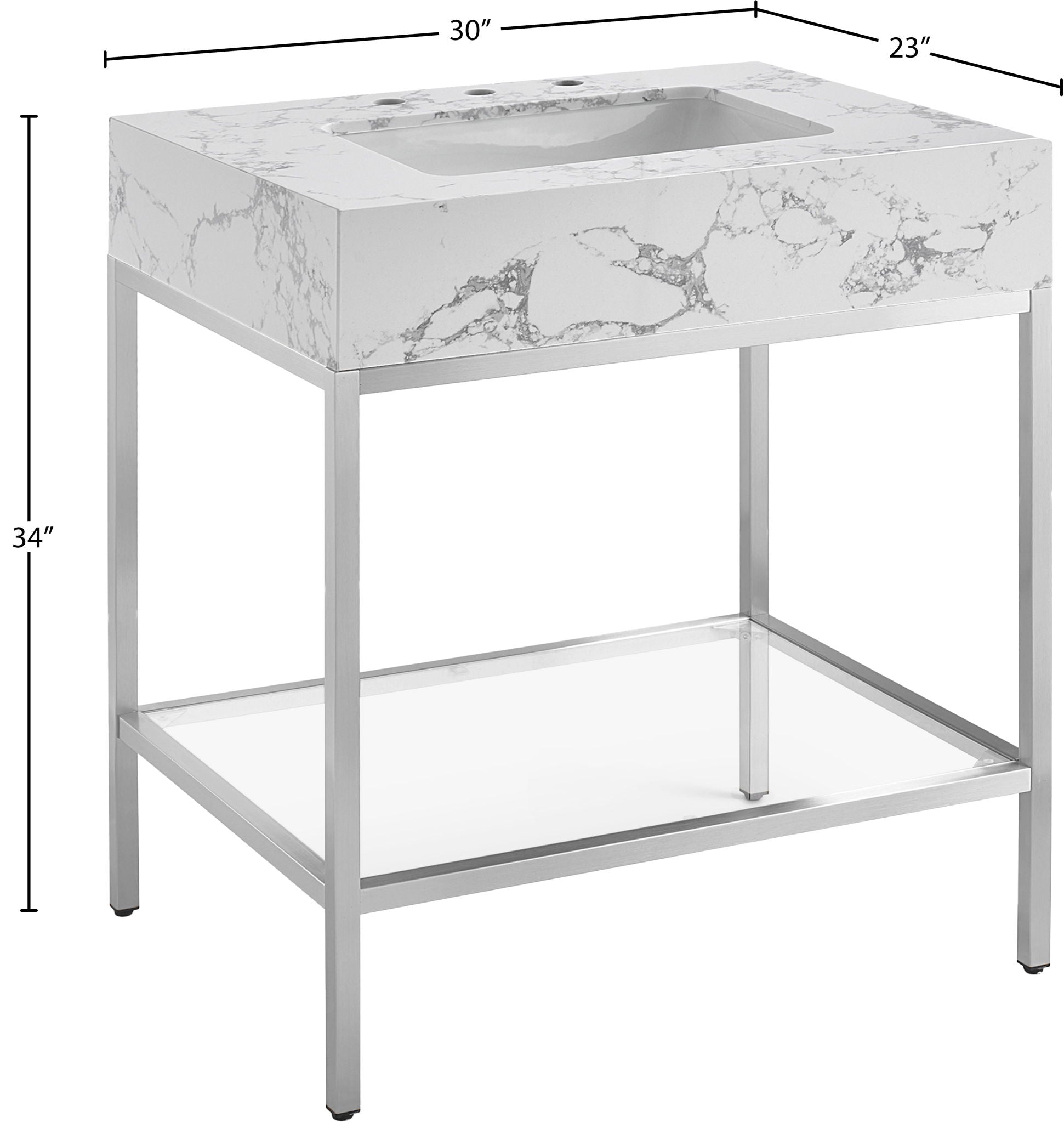 Marmo - Engineered Marble Bathroom Vanity With Chrome Base