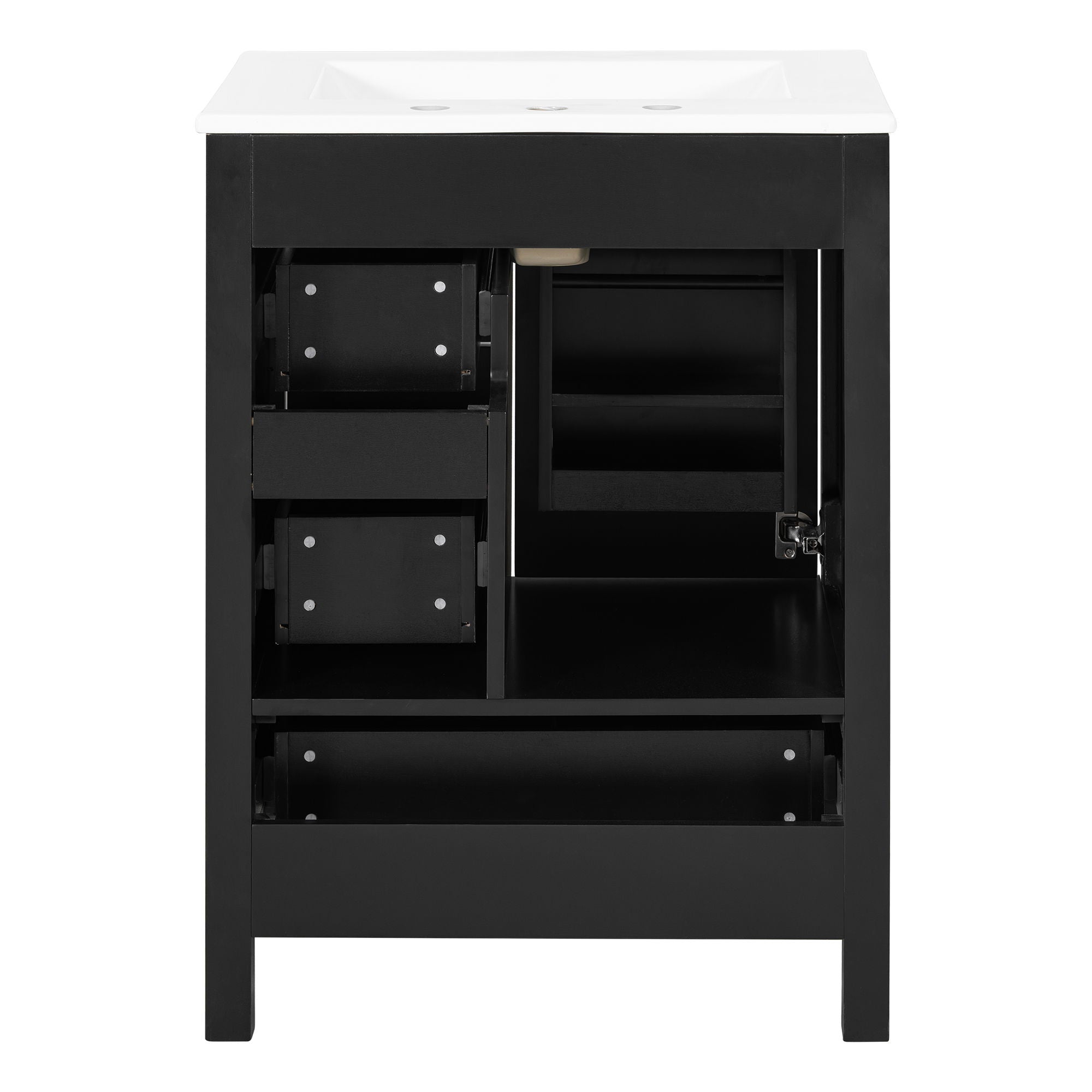 Bathroom Vanity With Sink, Soft-Close Doors, Double-Layer Shelf And 3 Drawers