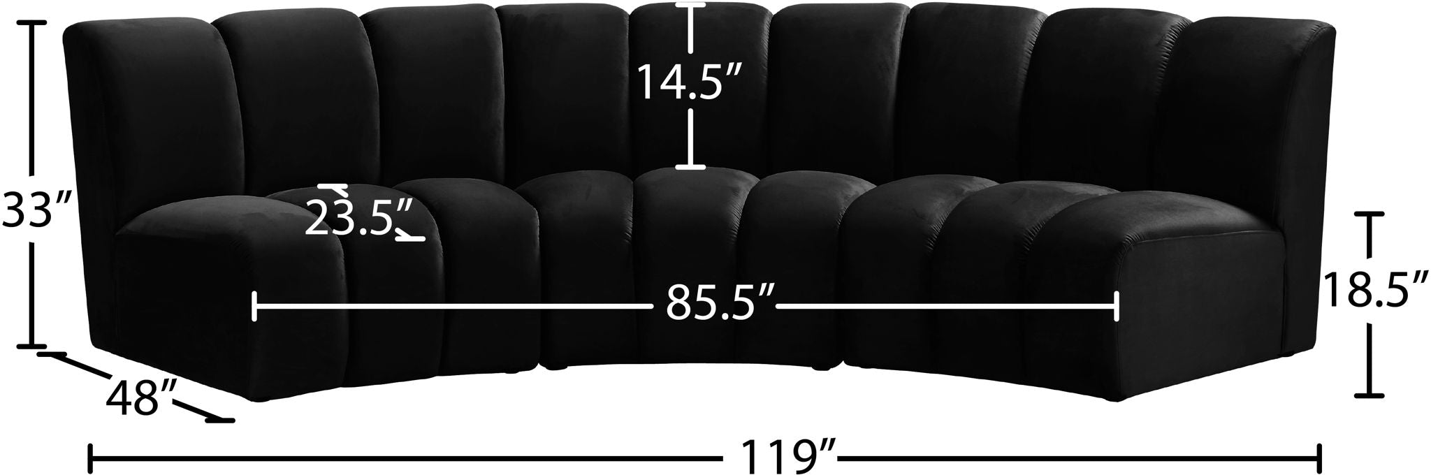 Infinity - 3 Piece Velvet Modular Sectional