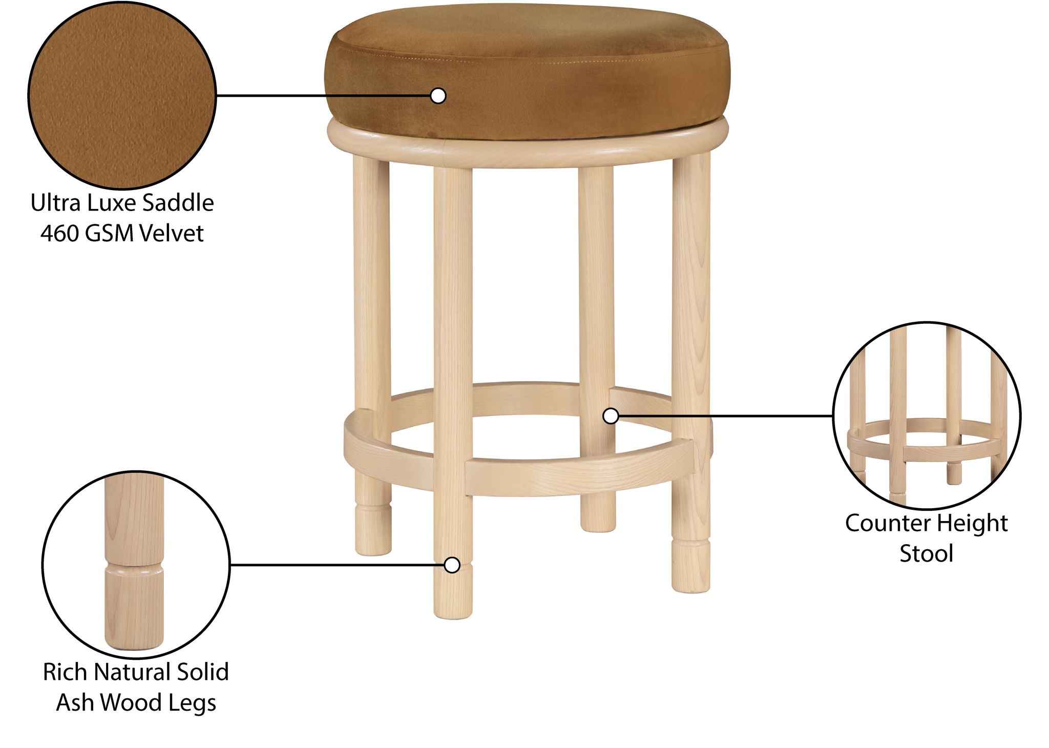 Monette - Counter Stool With Natural Base