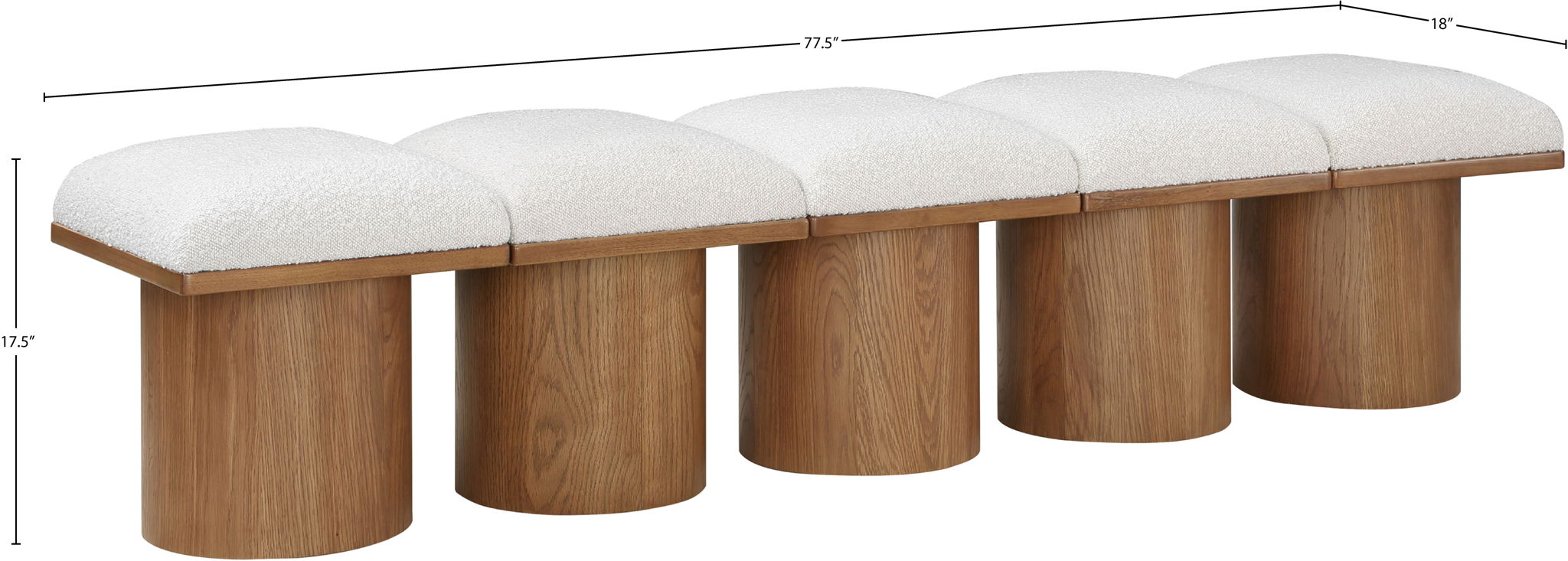 Pavilion - 5 Piece Modular Bench With Walnut Base
