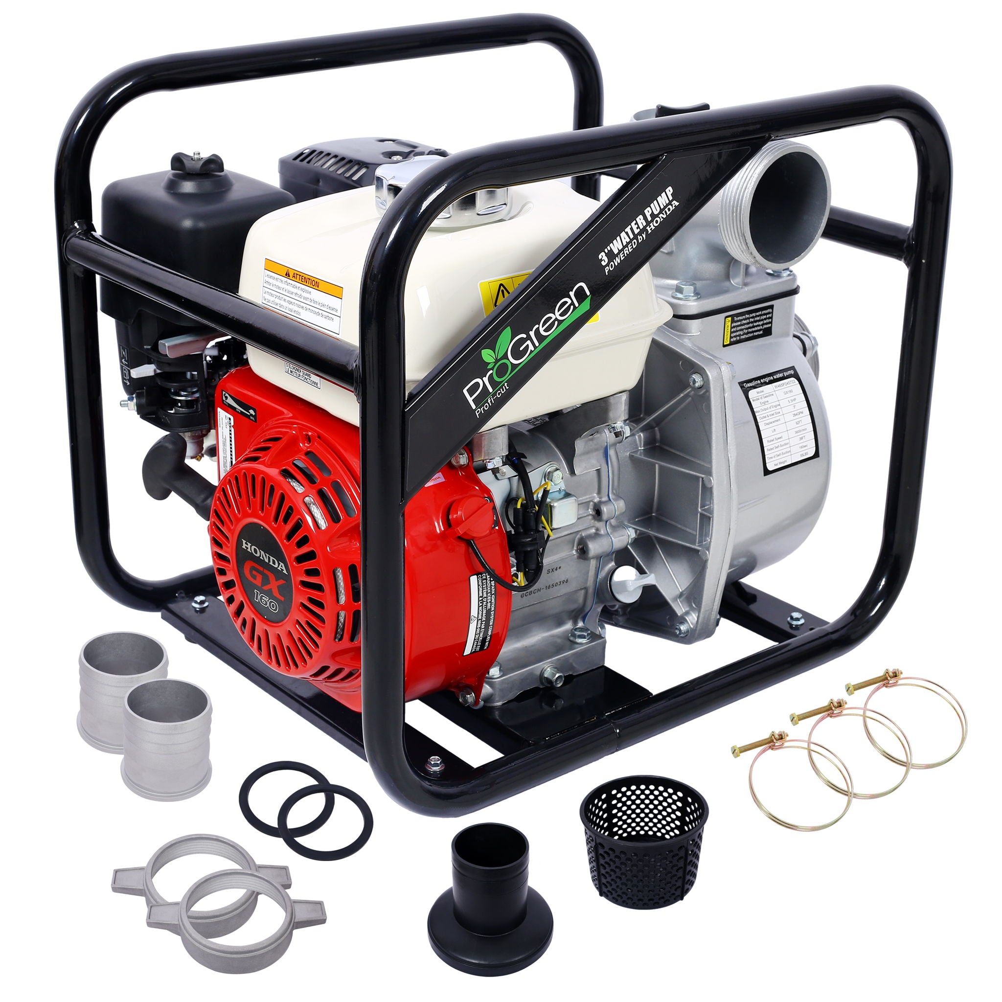 Honda - Gx160 Engine Water Pump 3" 264Gpm With 3In Npt Coupler - Black / Red