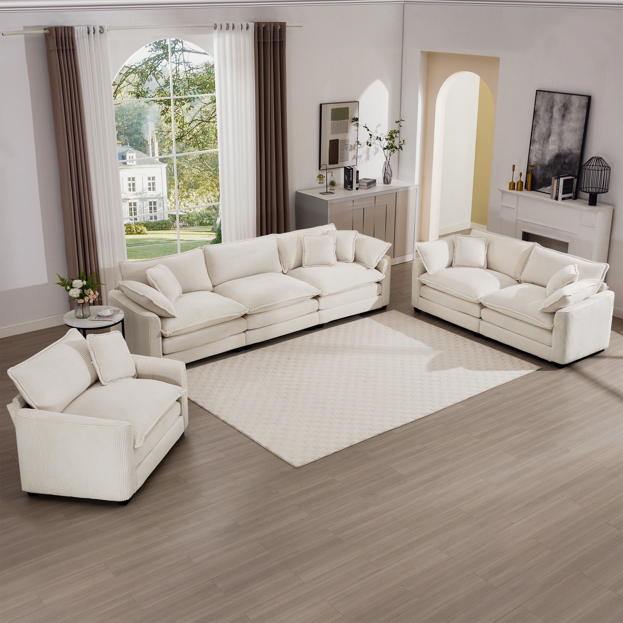 Elegant Oversized Sectional Sofa Set With Deep Seats And Flexible Layout