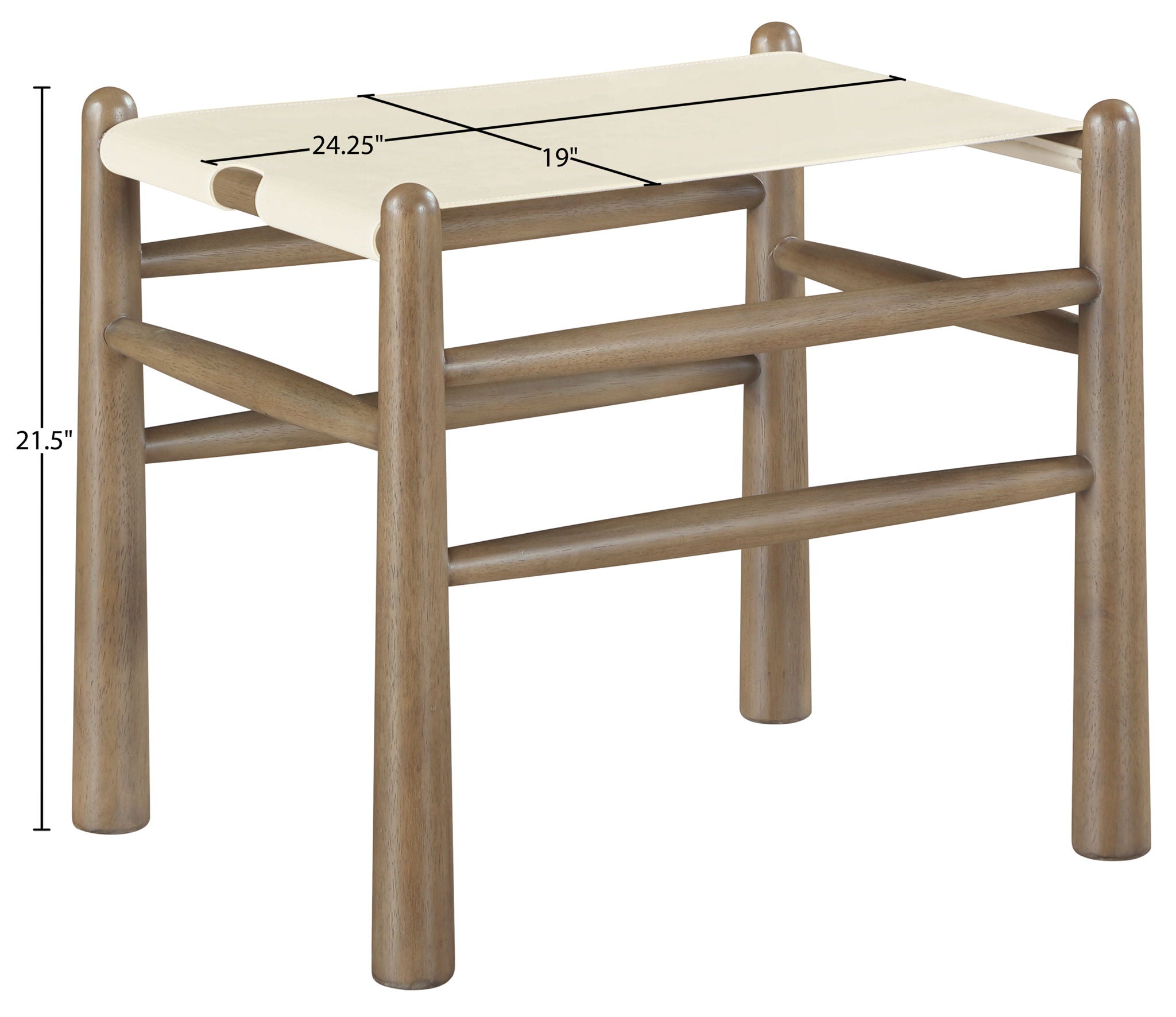 Santos - Faux Leather Upholstered Bench - Walnut Frame