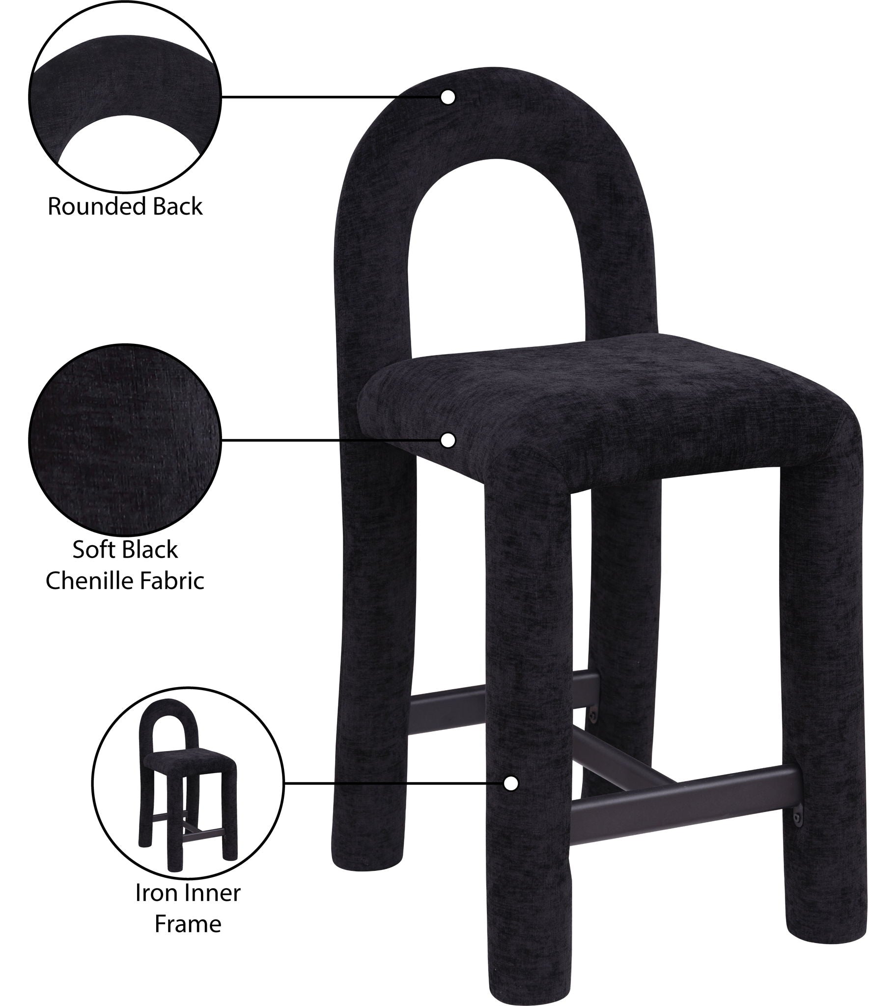 Amari - Chenille Fabric Stool