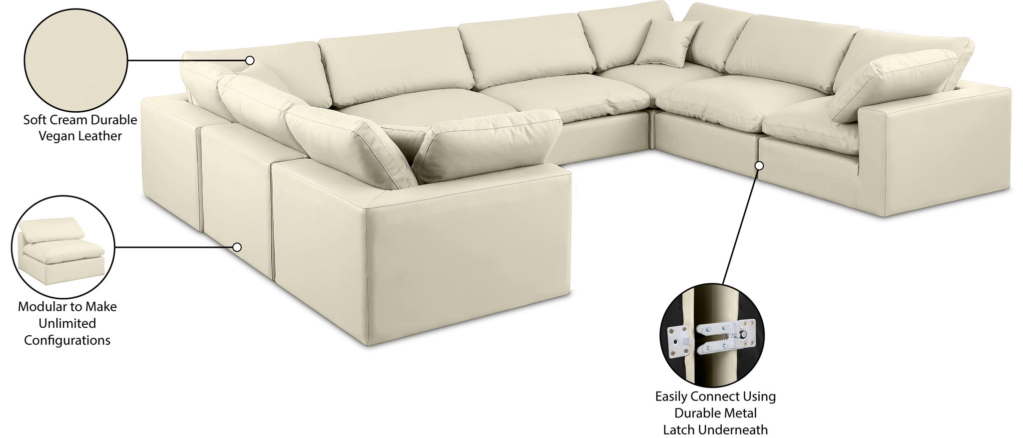 Comfy - 8 Piece Faux Leather Modular Sectional