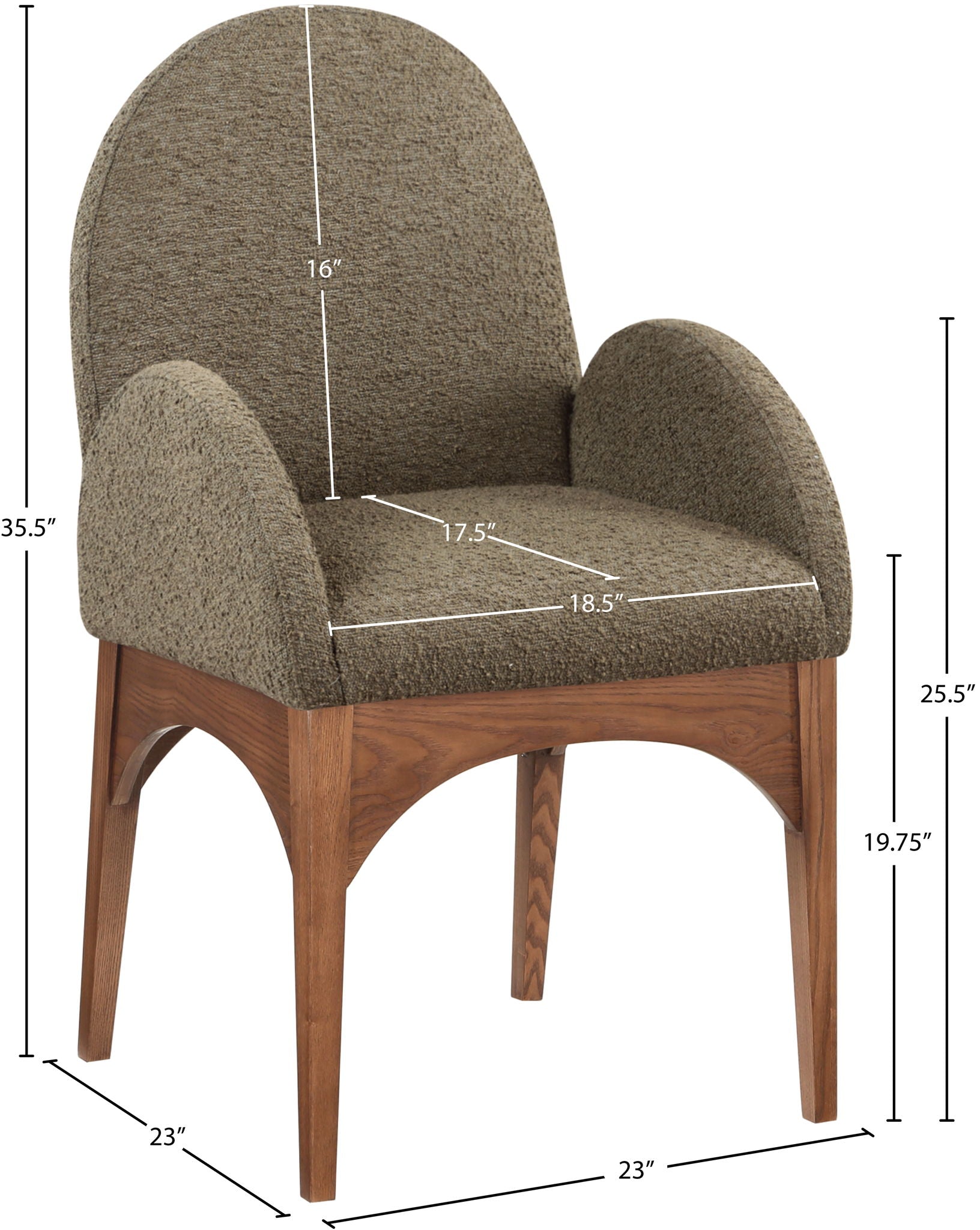 Waldorf - Boucle Dining Arm Chair With Brown Legs
