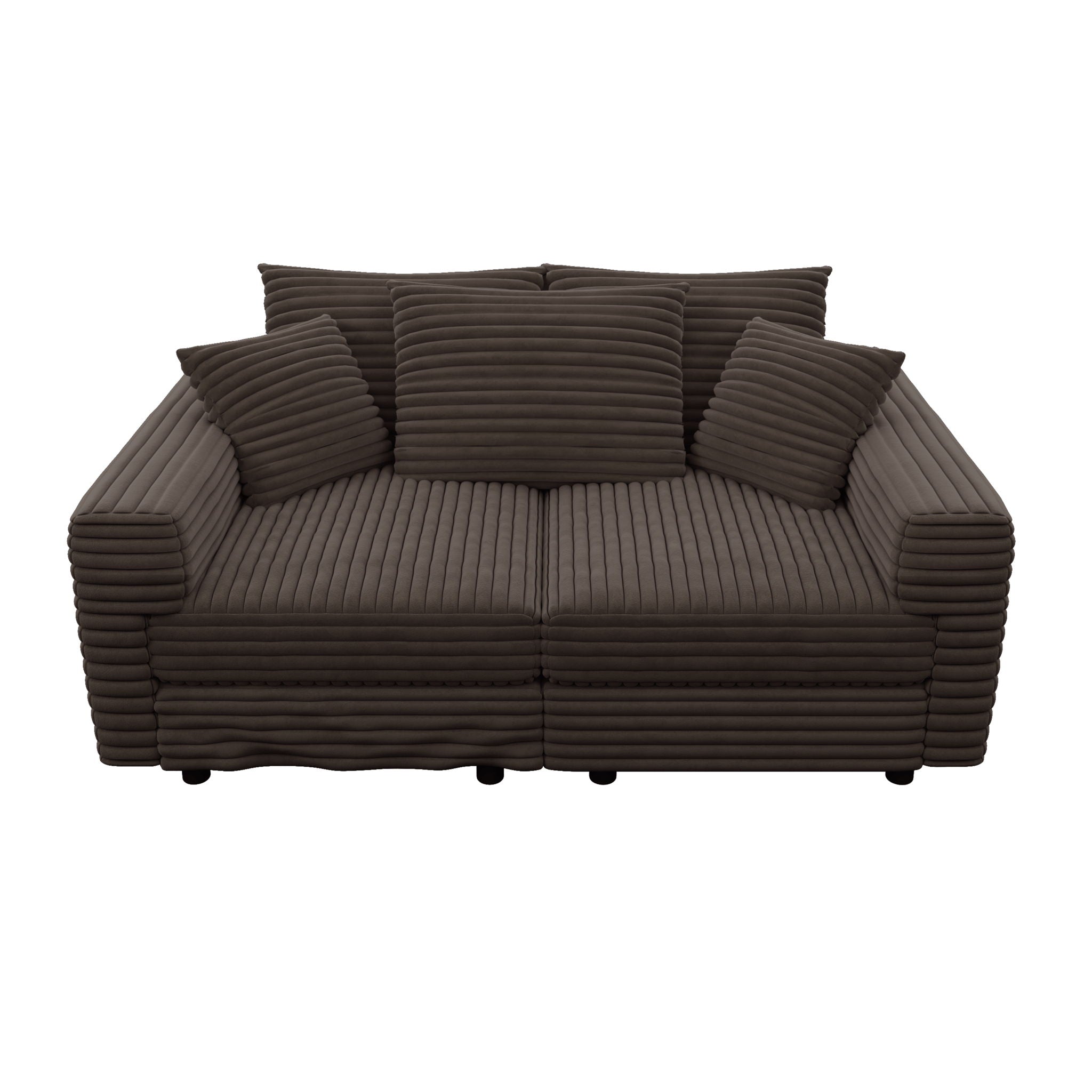 Deep Seat Convertible Sofa With Soft Pillows And Ottomans