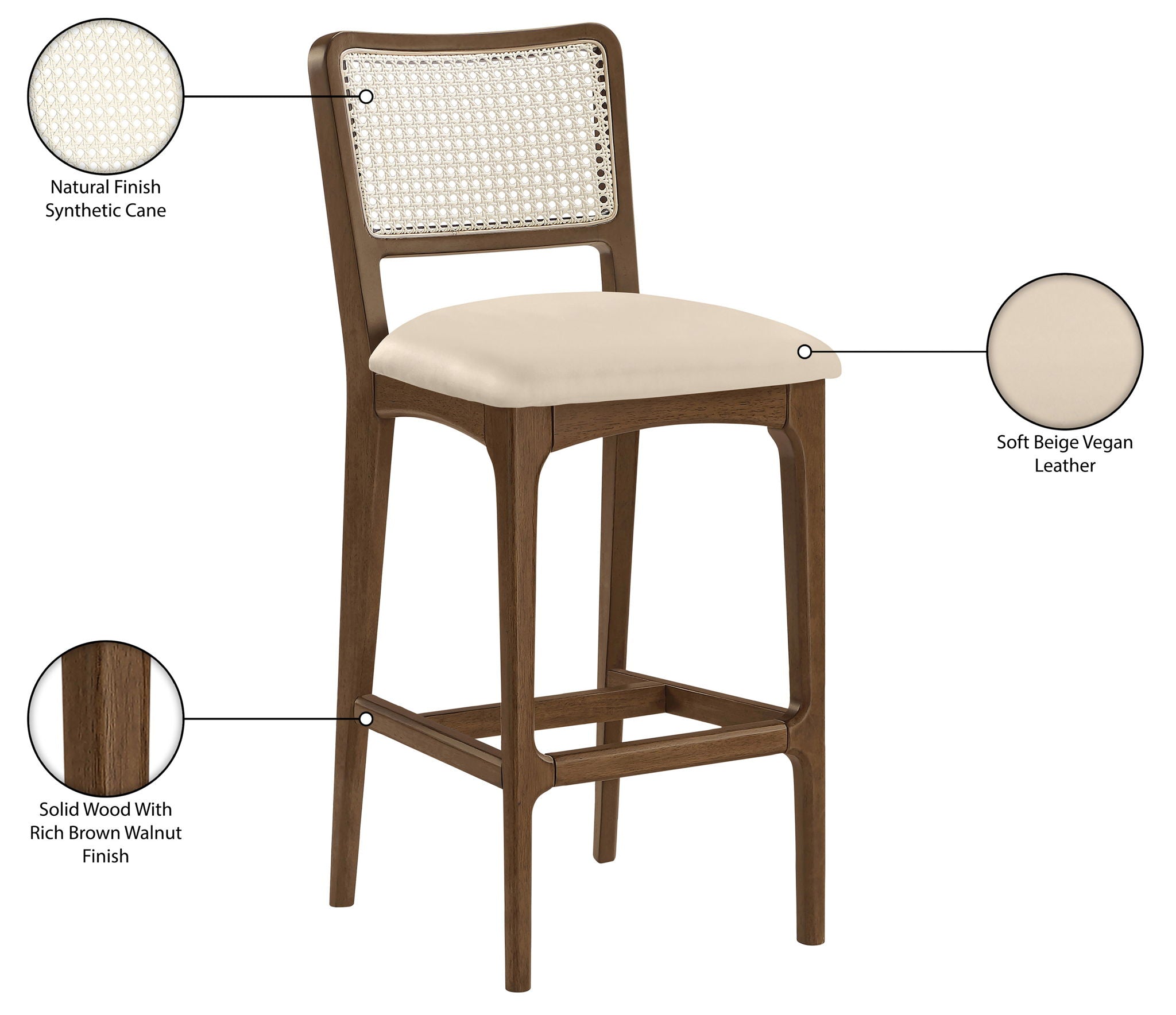 Atrium - Upholstered Bar Stool (Set of 2) - Brushed Brown Frame